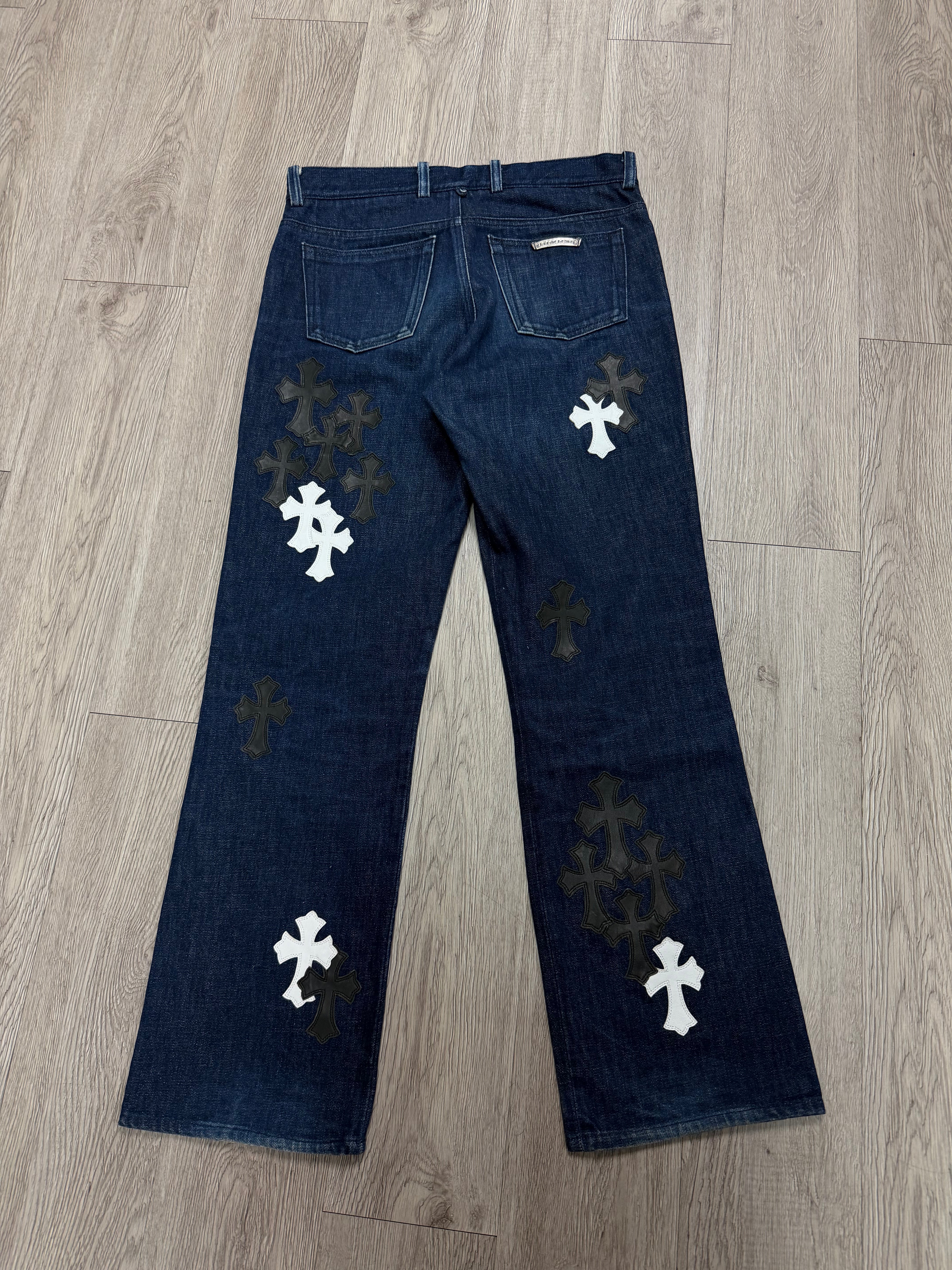 Chrome Hearts Vintage Navy Black White Patch Jeans