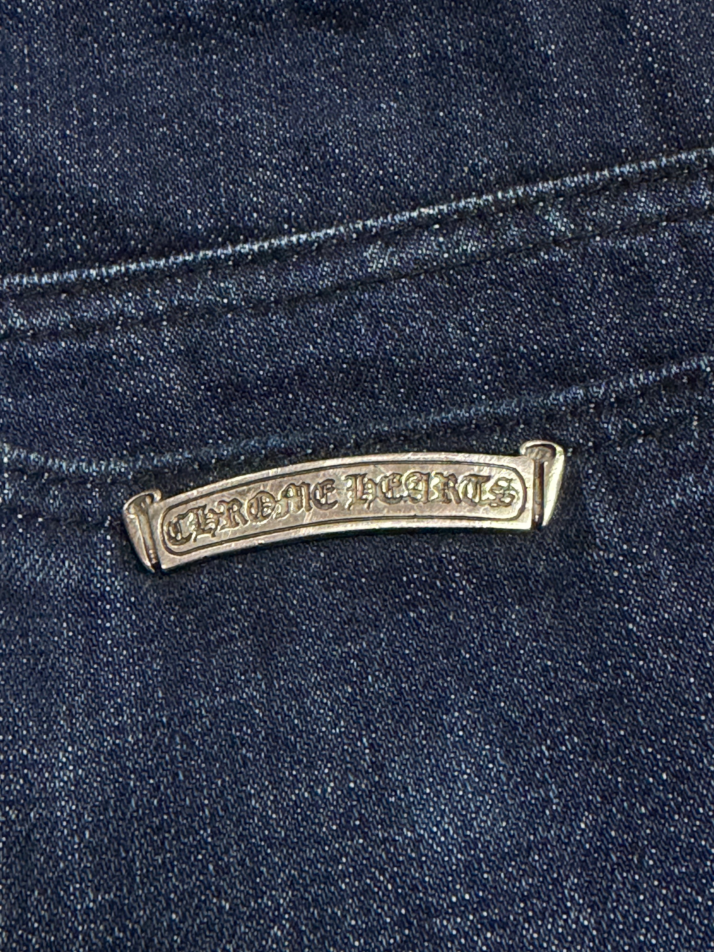 Chrome Hearts Vintage Navy Black White Patch Jeans