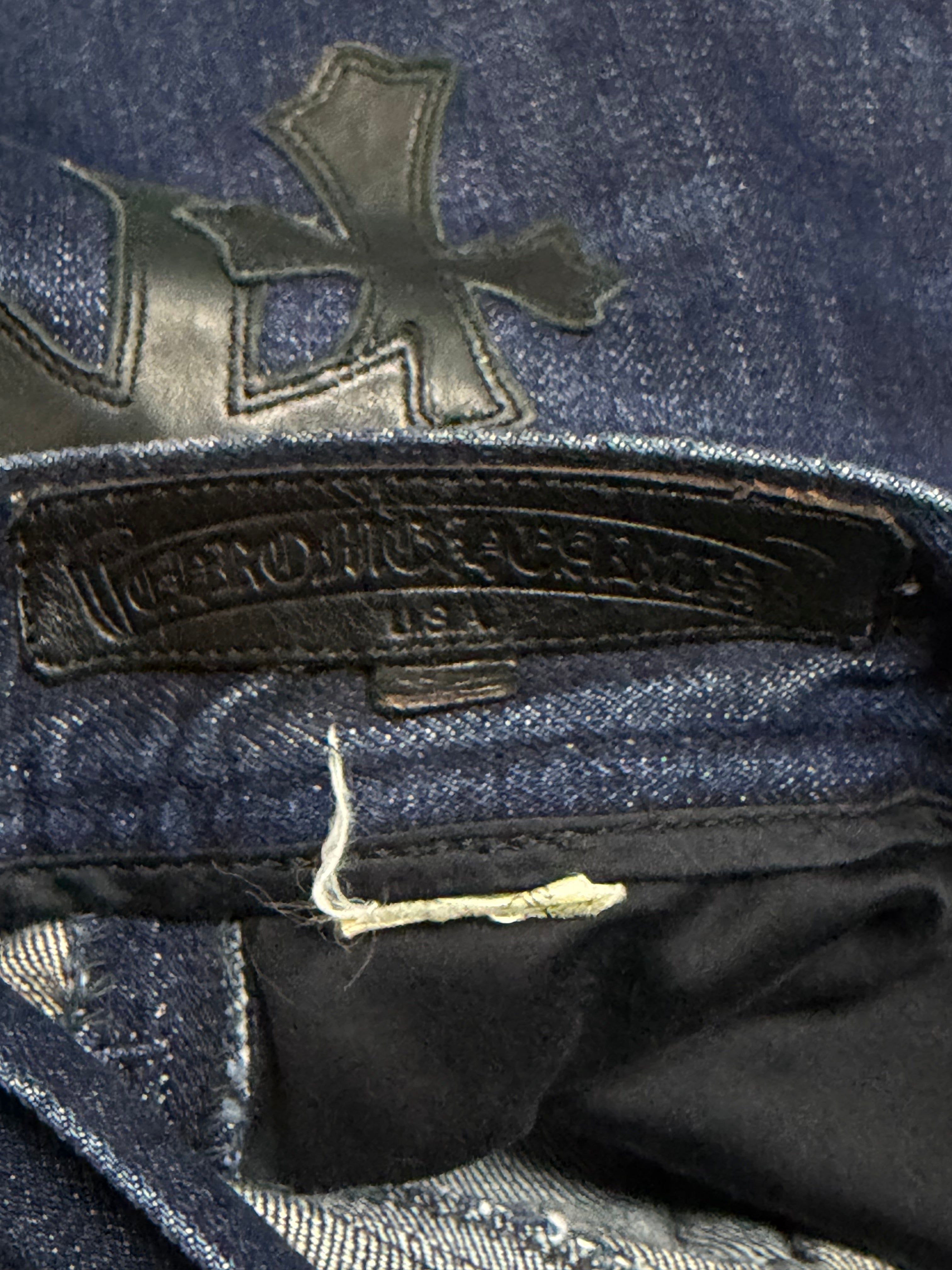 Chrome Hearts Vintage Navy Black White Patch Jeans