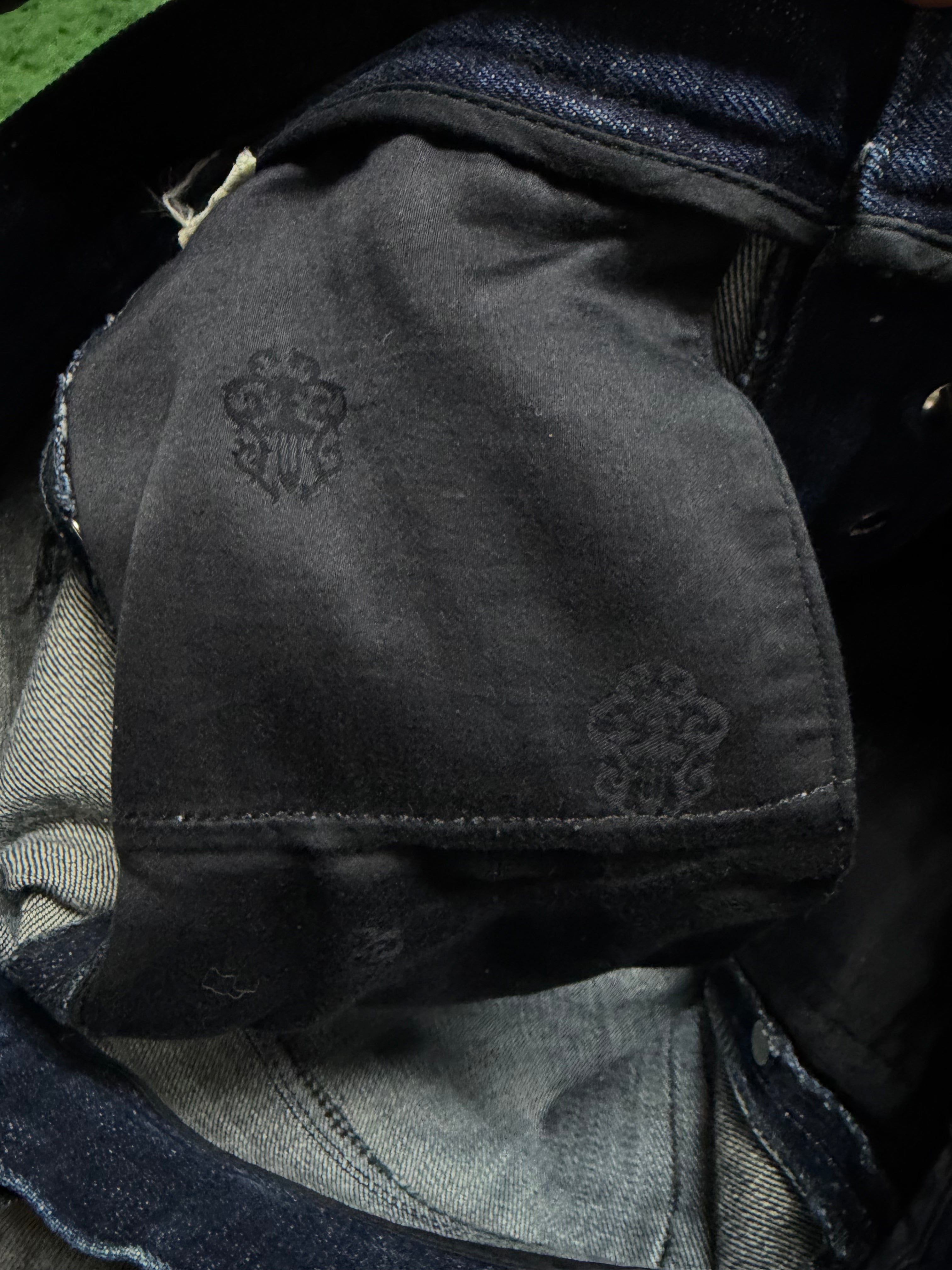 Chrome Hearts Vintage Navy Black White Patch Jeans