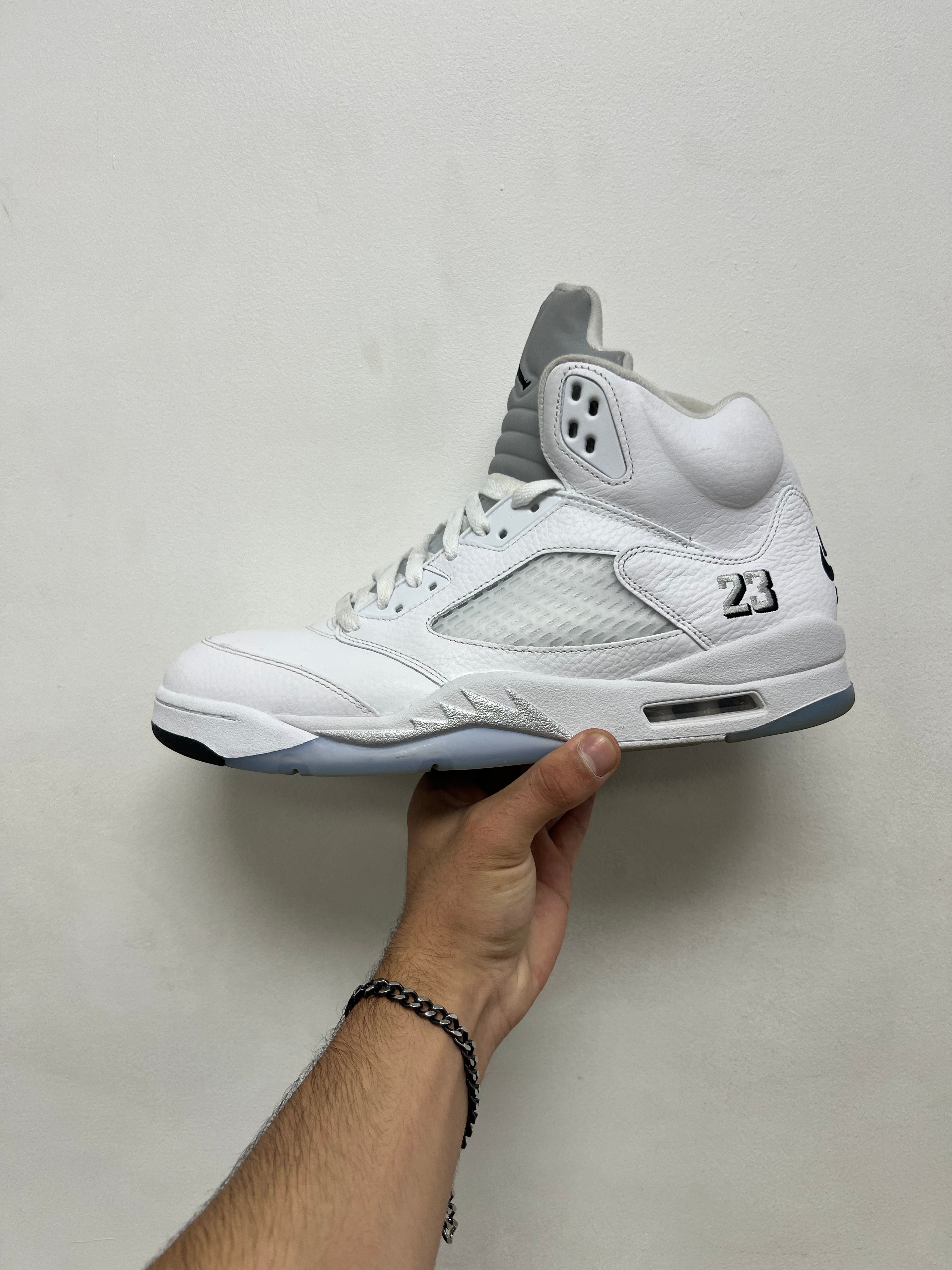 Jordan 5 White Metallic Sneakers