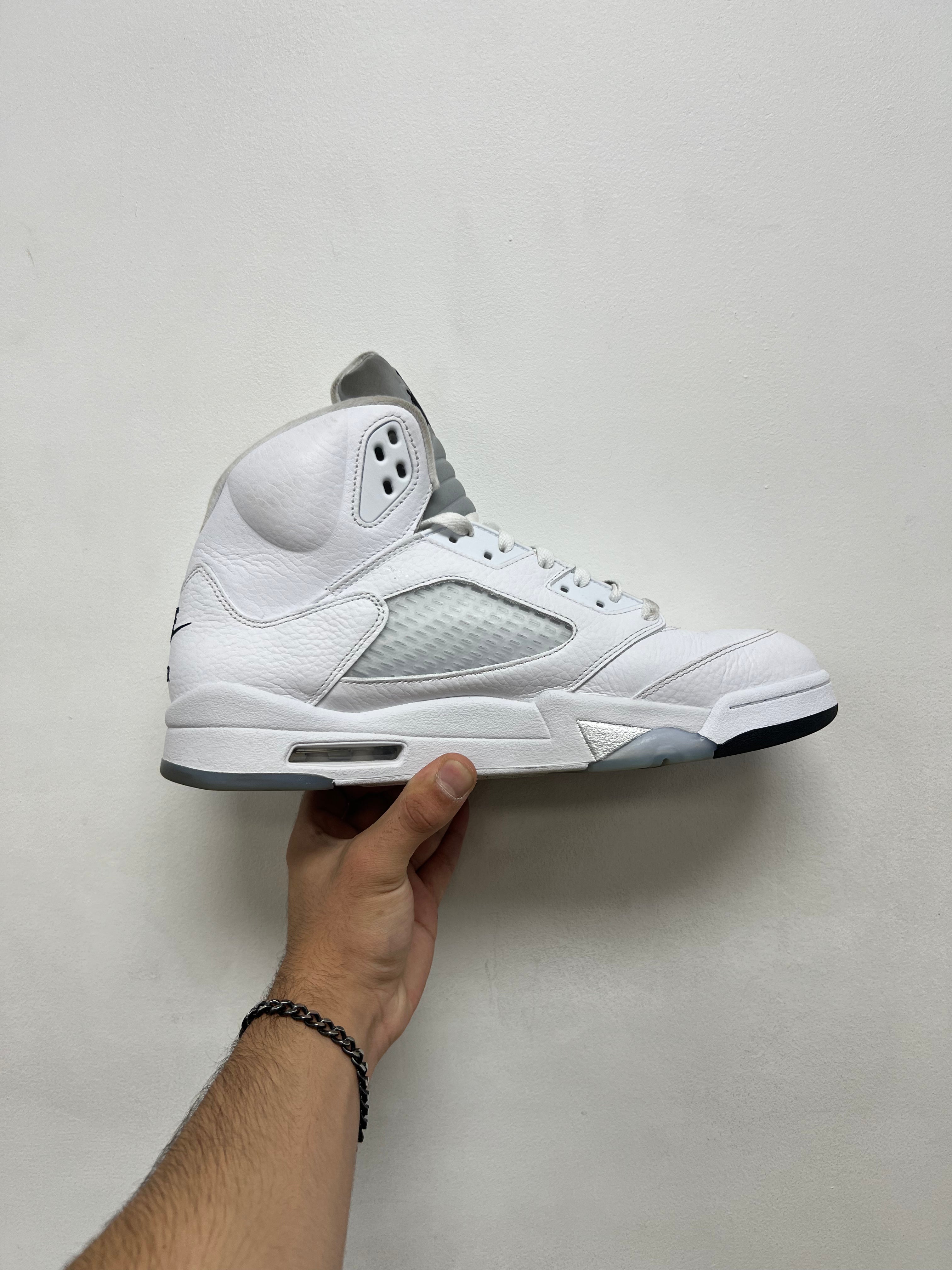 Jordan 5 White Metallic Sneakers
