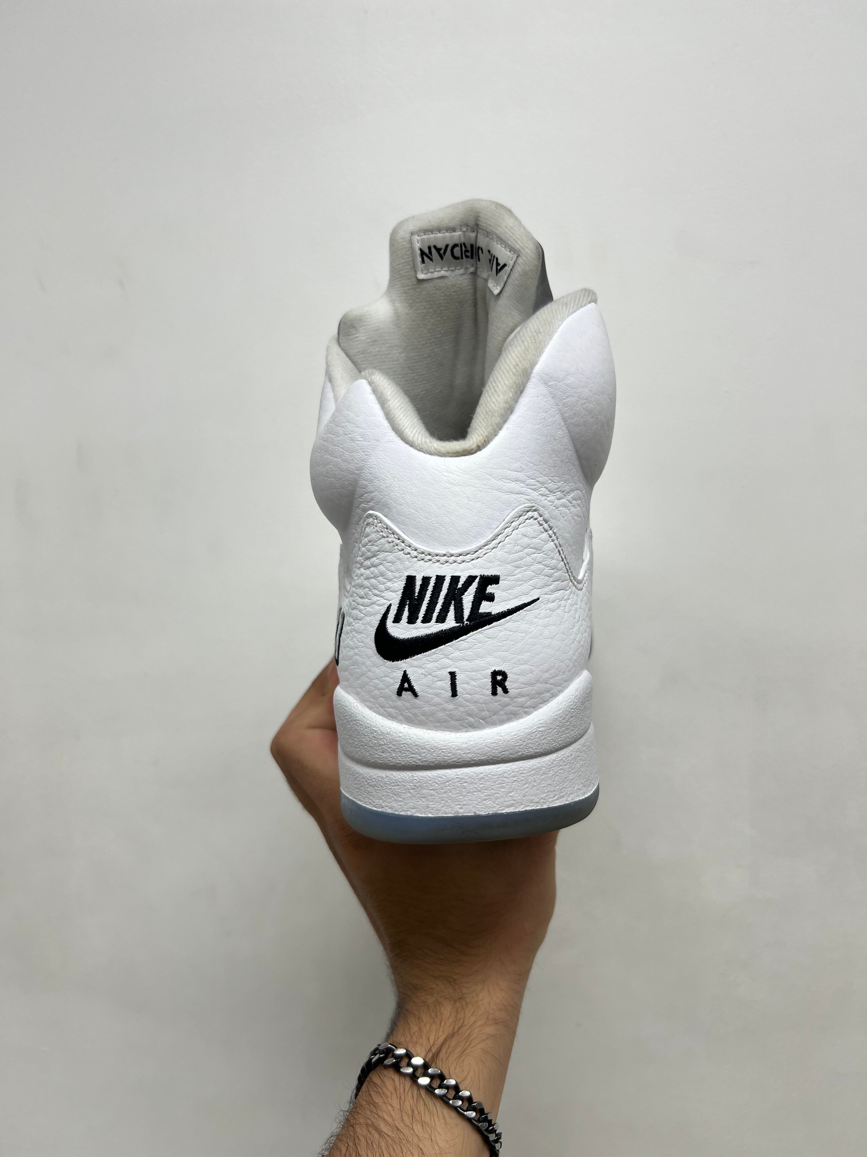 Jordan 5 White Metallic Sneakers