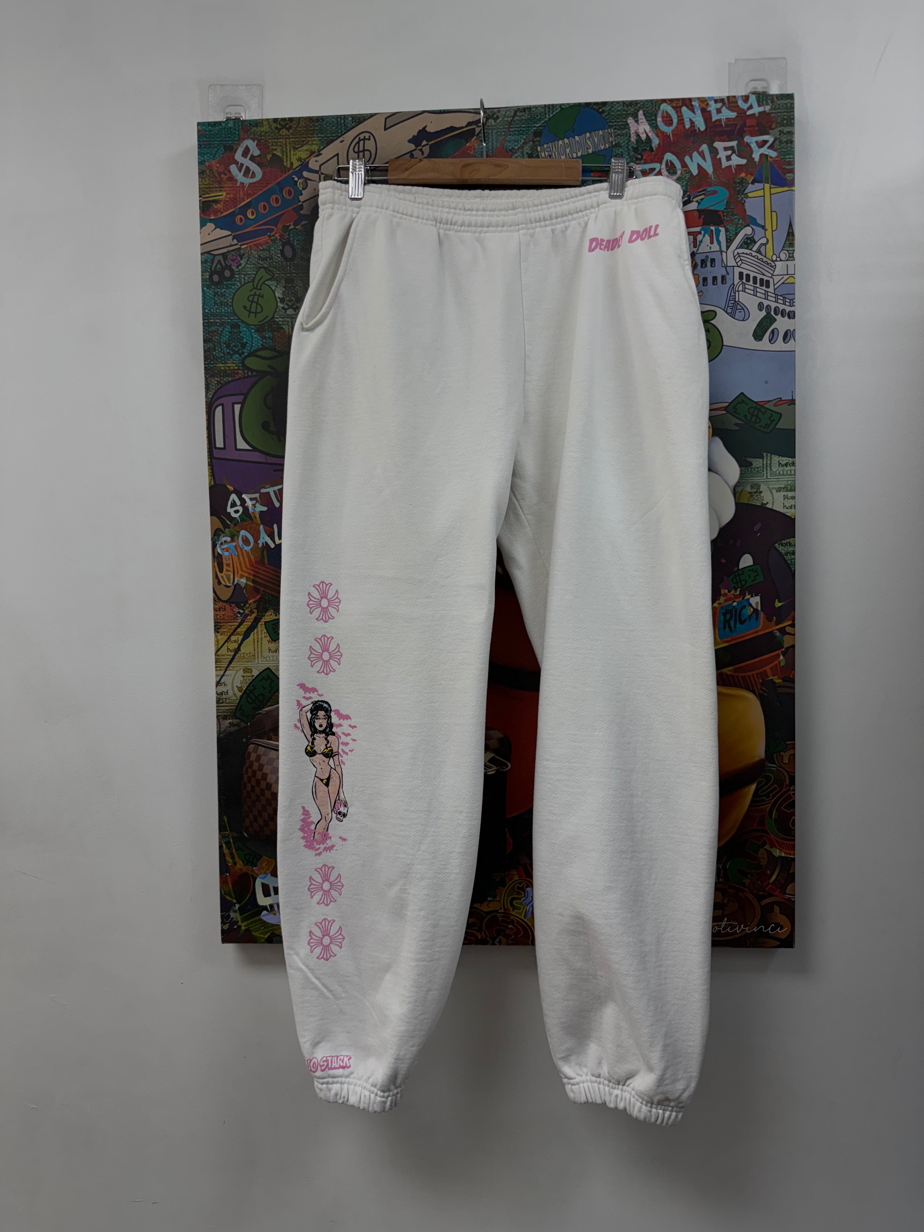 Chrome Hearts White Deadly Doll (With Pockets) Sweats