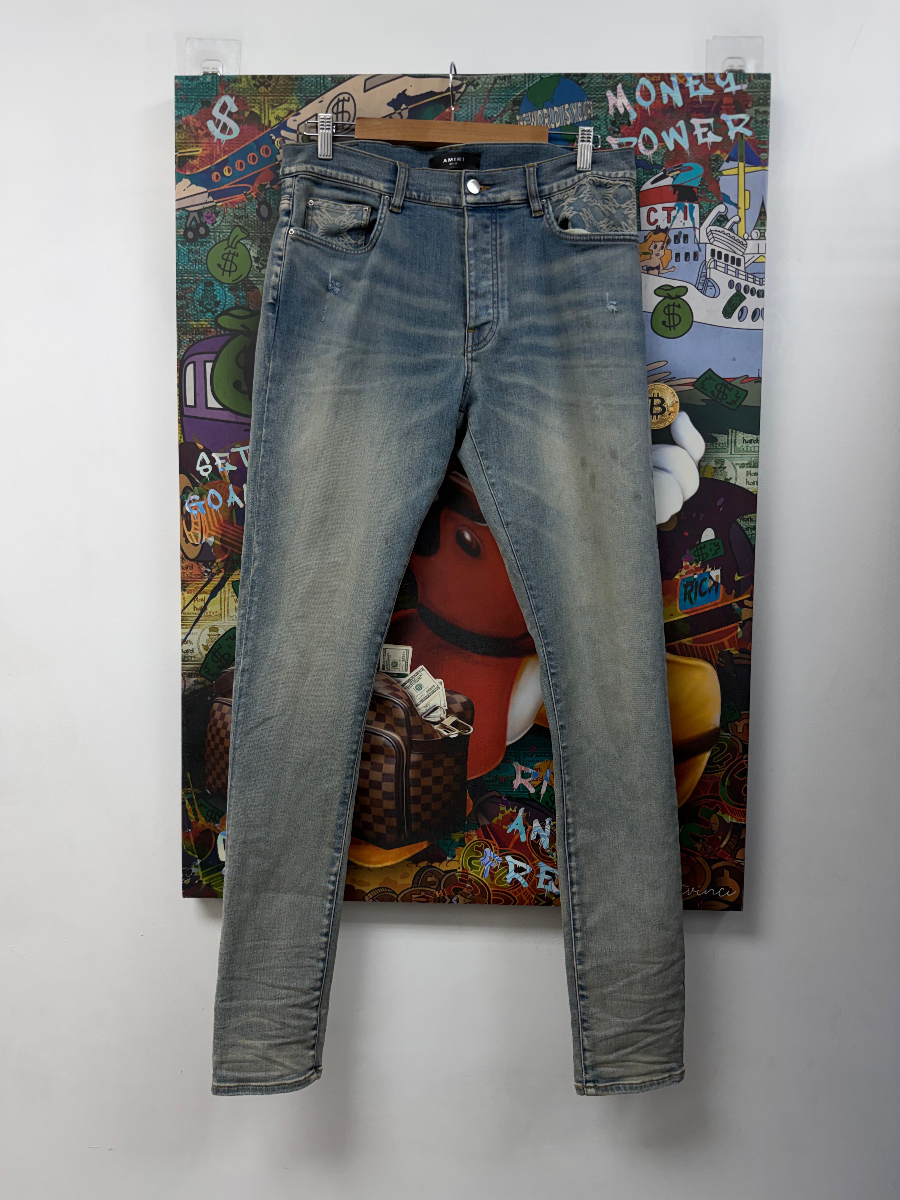 Amiri Light Wash Quad MA Pocket Jeans