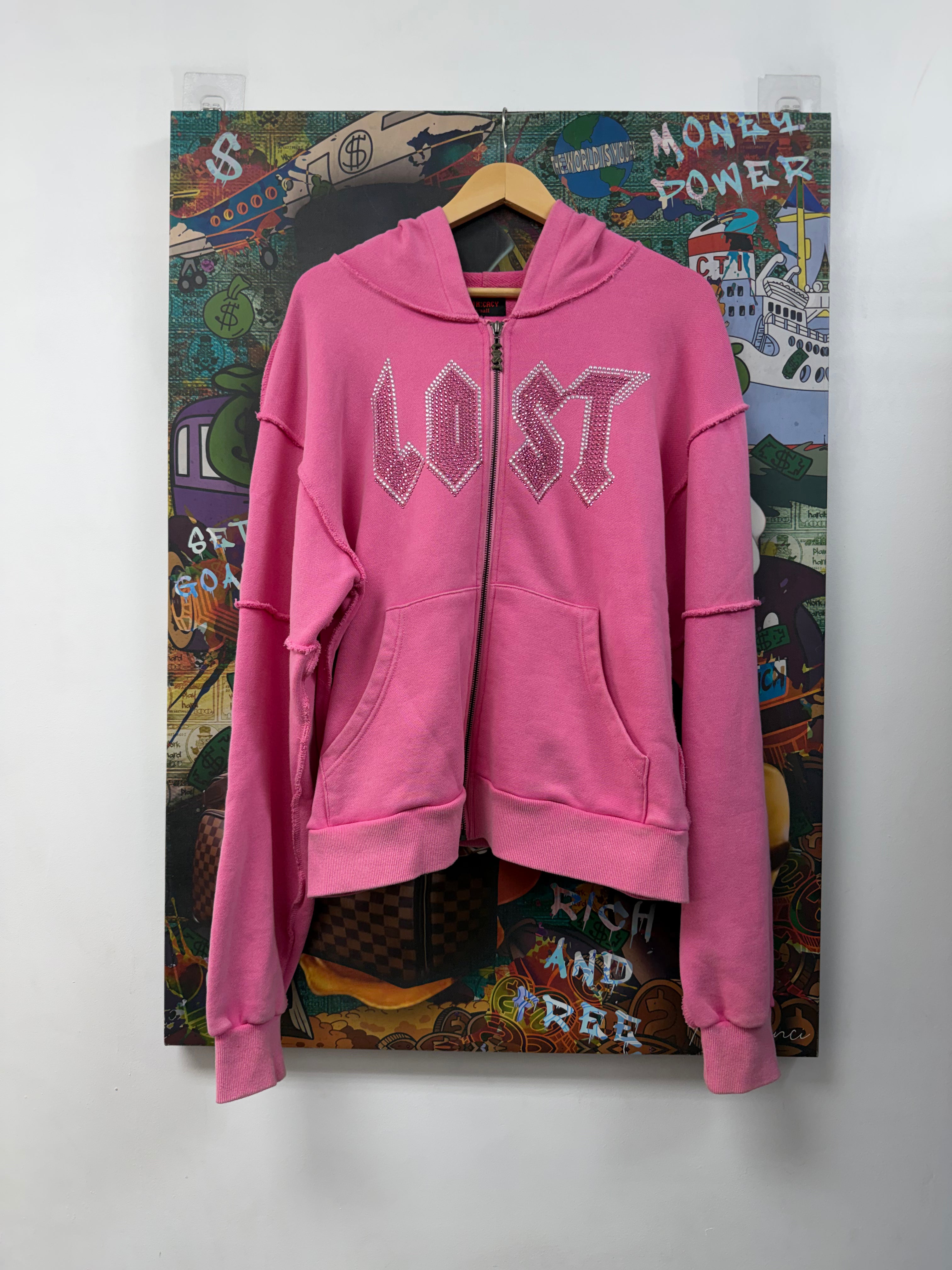 Lost Intricacy Pink Rhinestone Zip Up