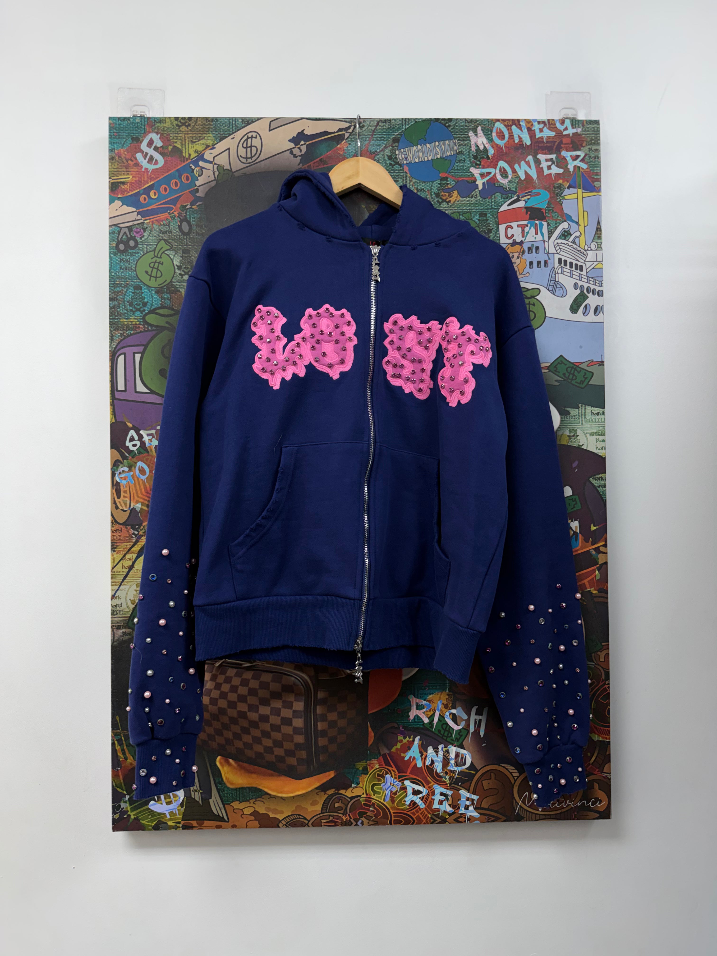Lost Intricacy Navy Pink Patch 2.0 Zip Up