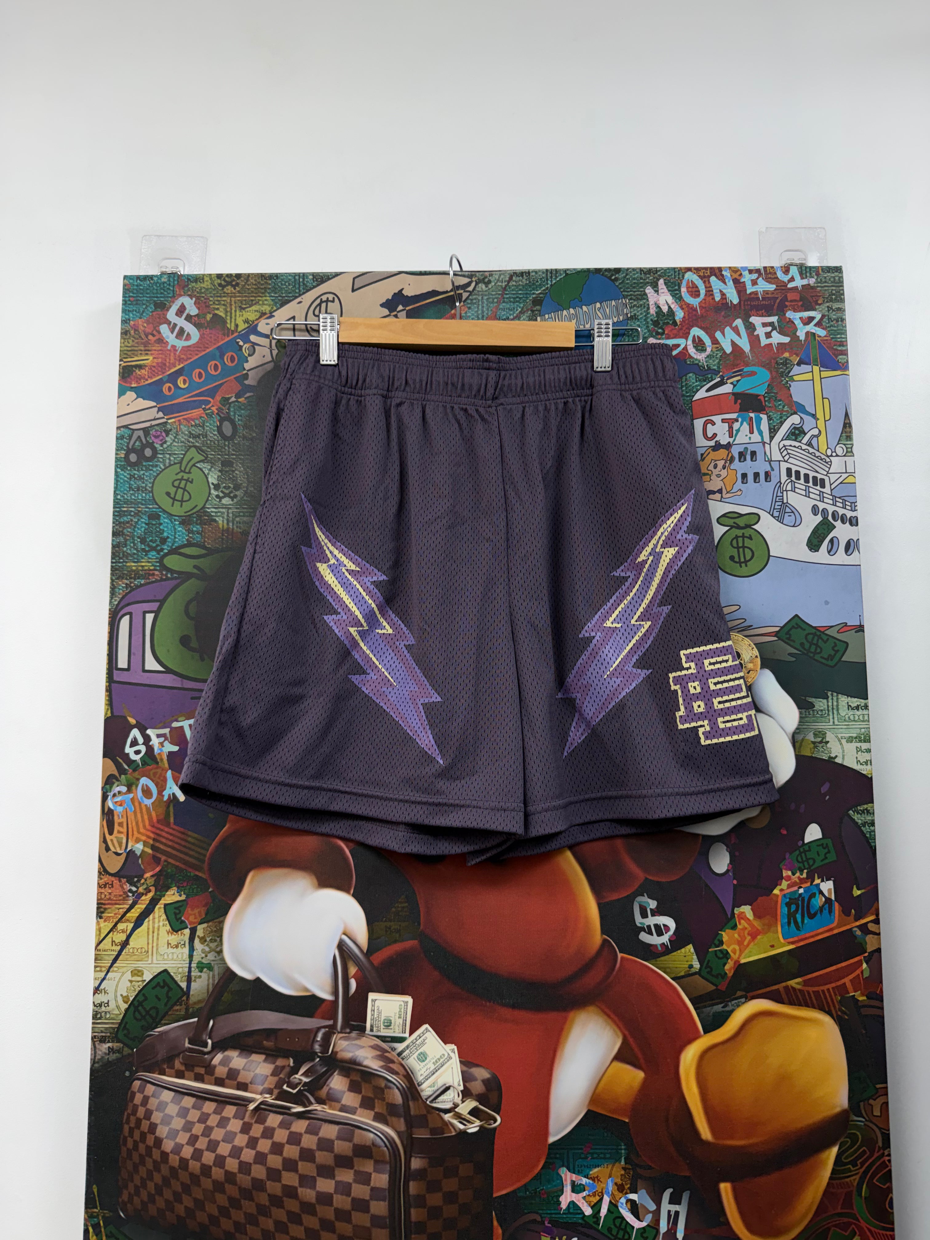 Eric Emanuel Lilac Cream Bolt Shorts