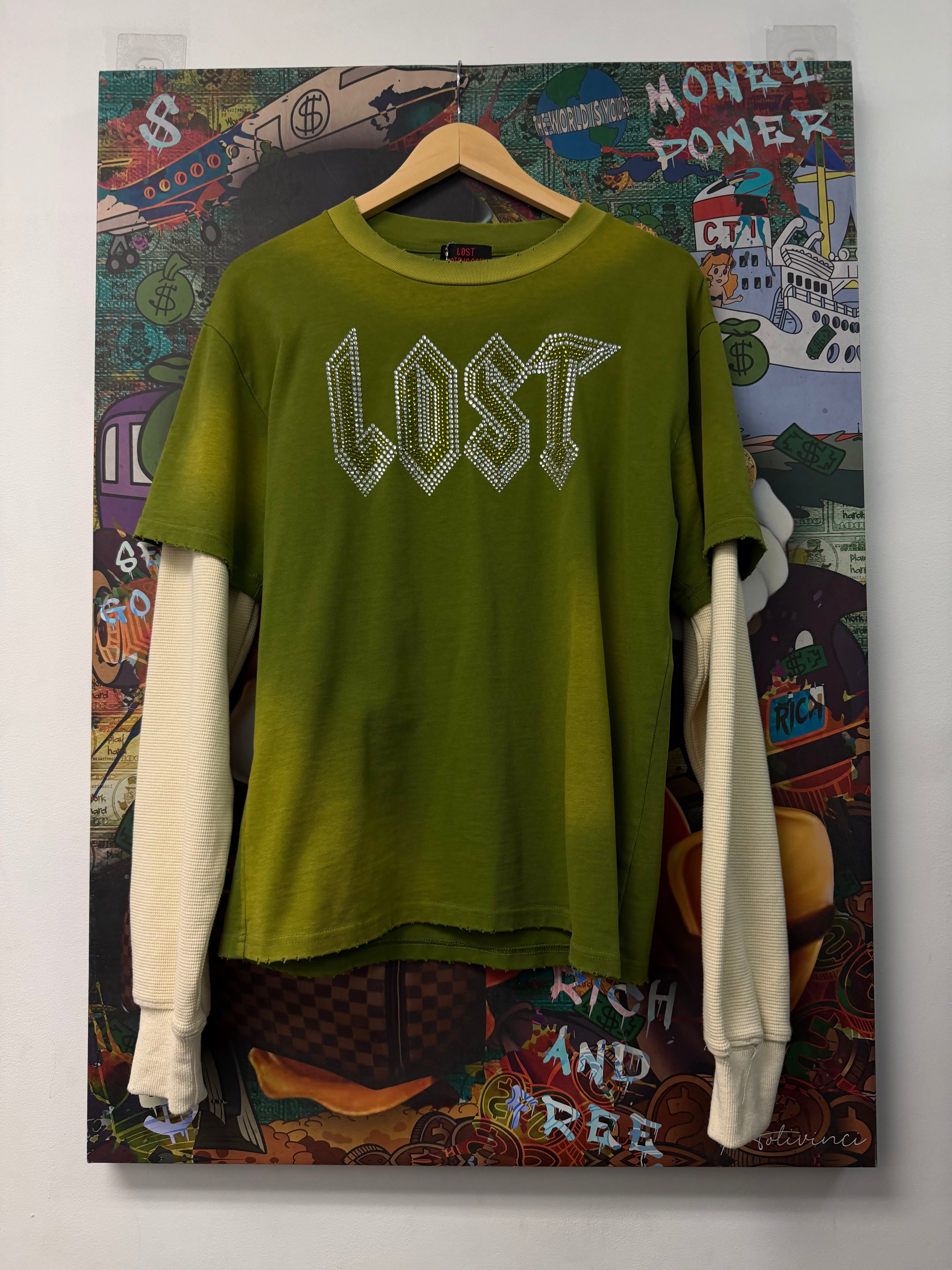 Lost Intricacy Olive Tan Thermal Long Sleeve
