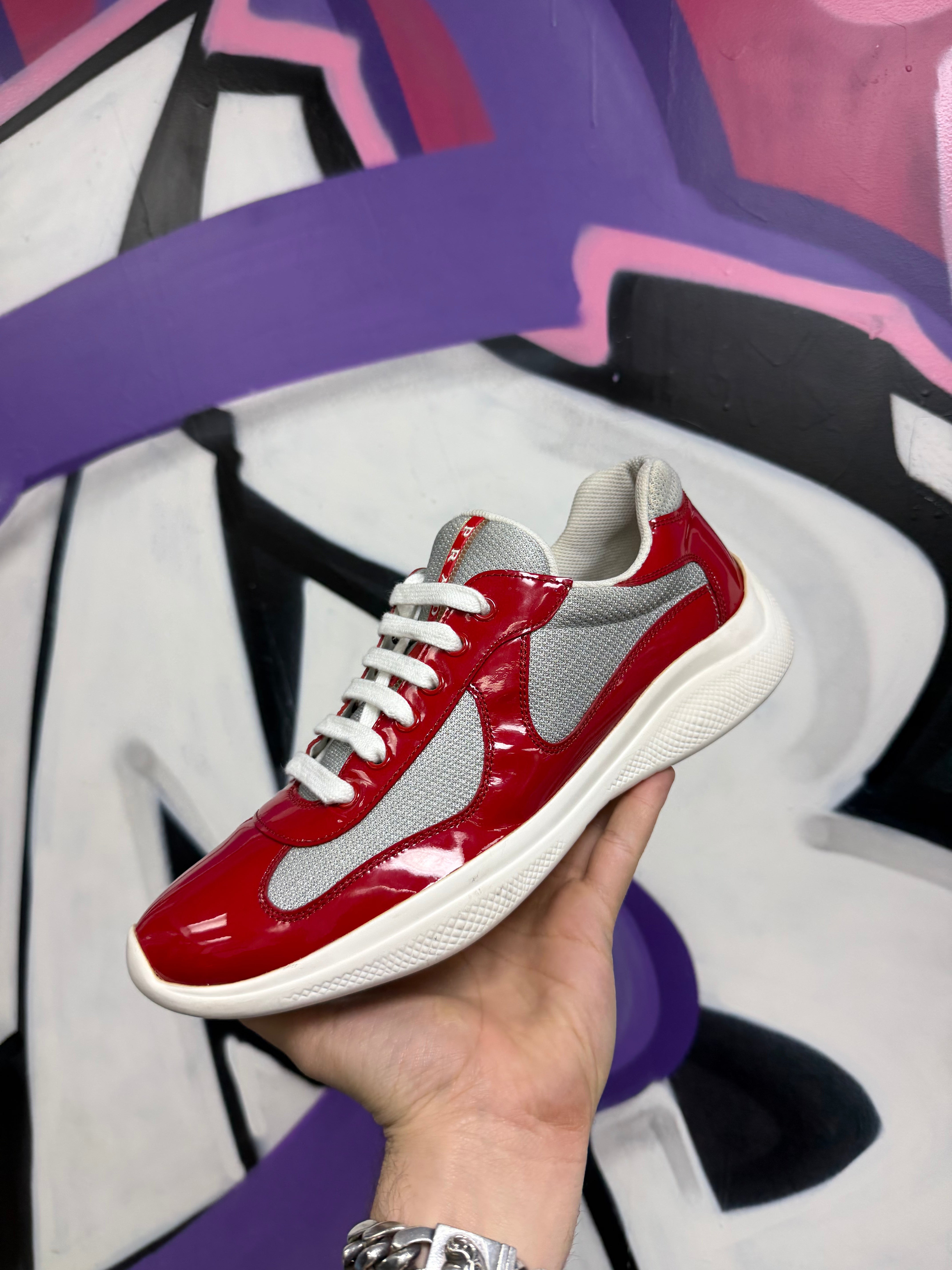 Prada Red White Cups Sneakers
