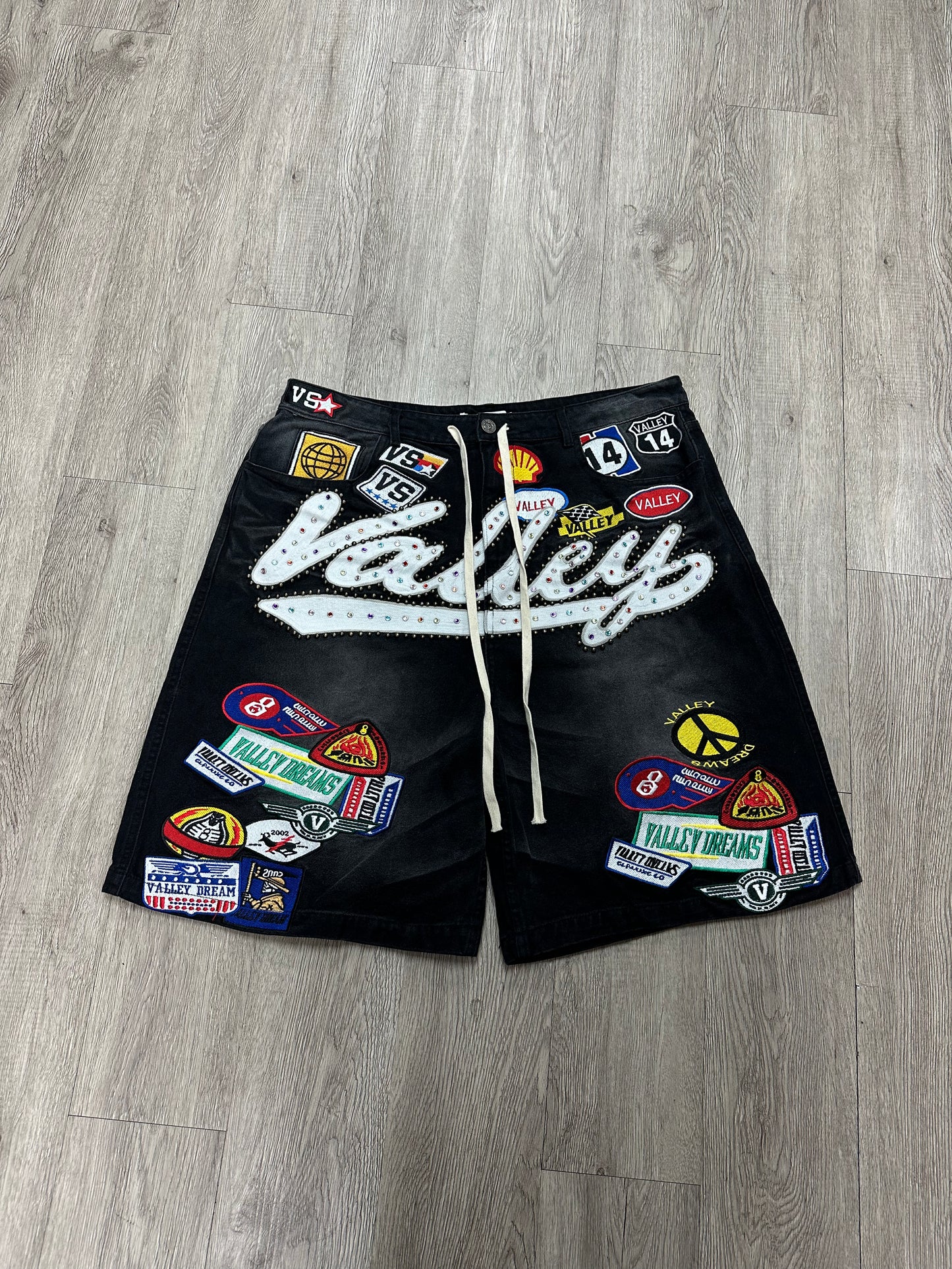 Vale Black Wash 1980's Patchwork Shorts