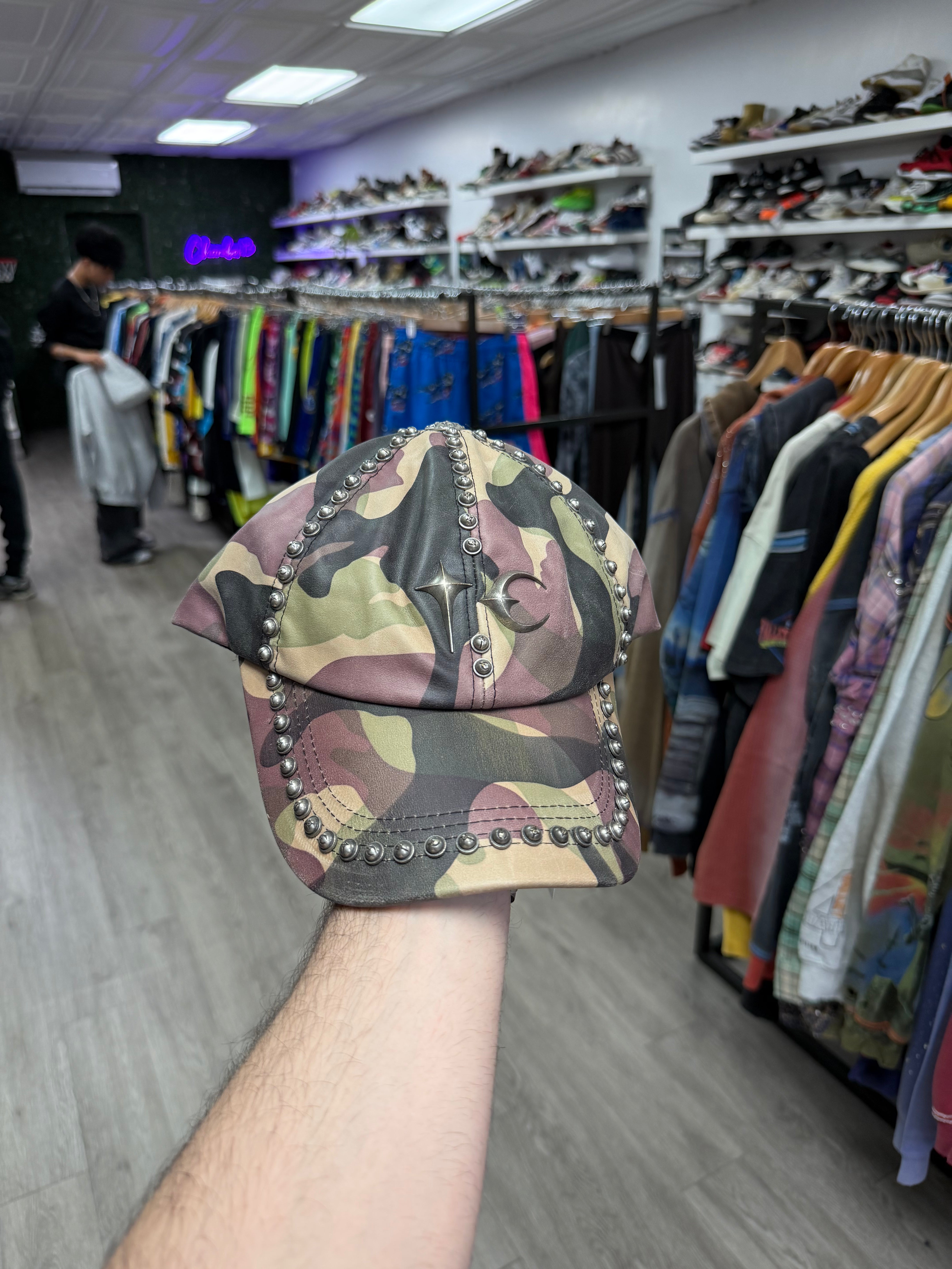 Thug Club Camo Leather Studded Cap