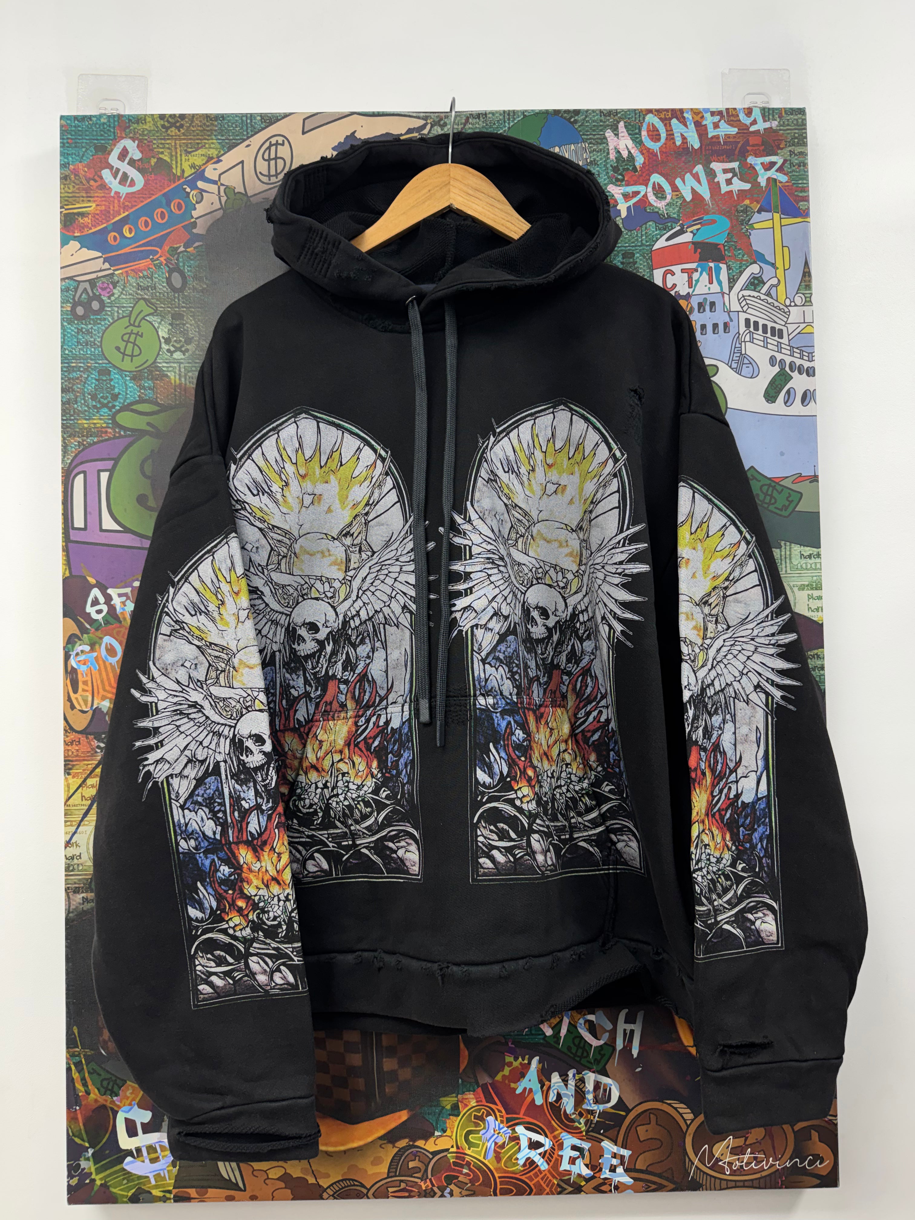 Who Decides War Skull Pullover Coal Hoodie