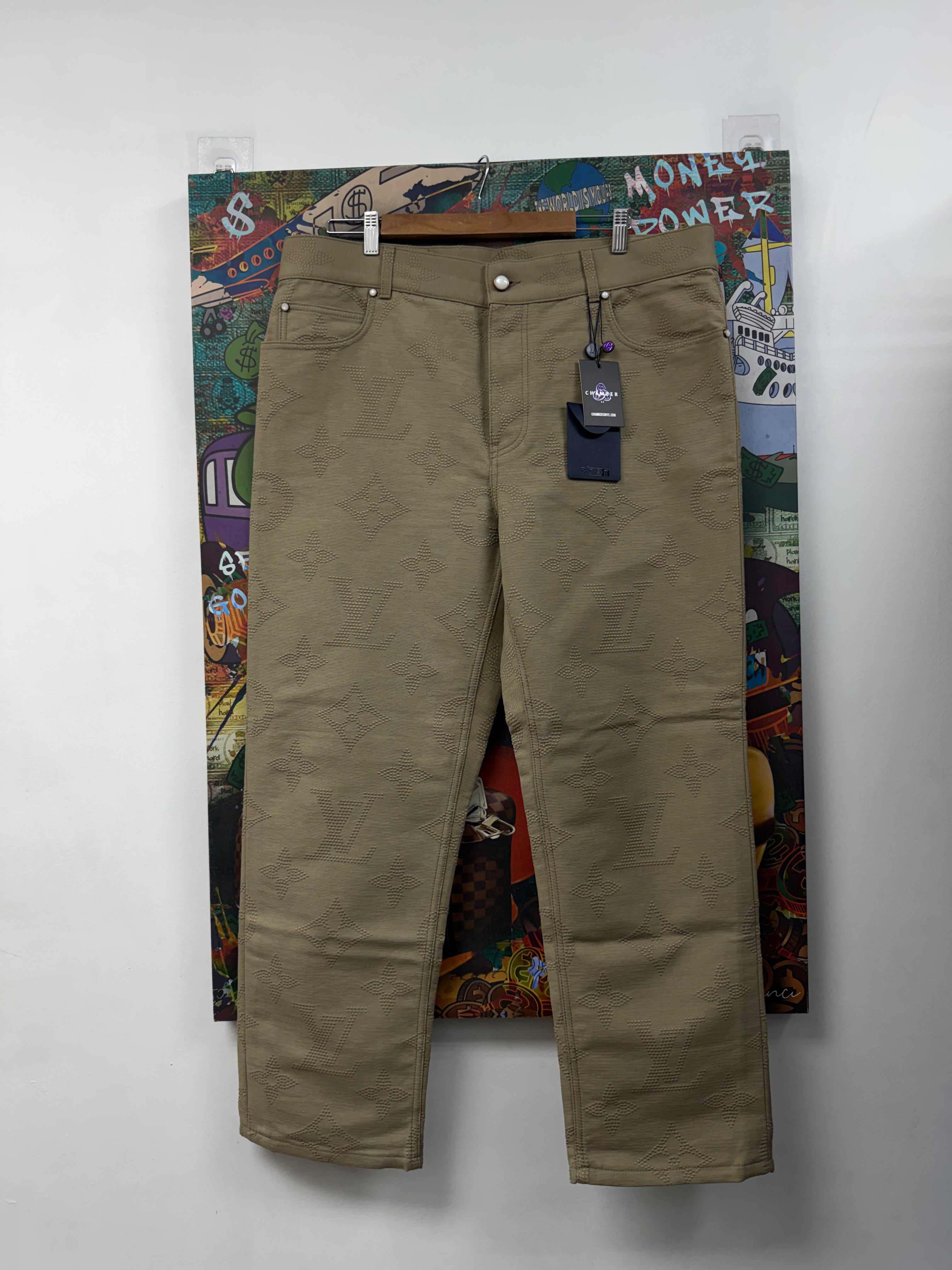Louis Vuitton Tan Skate Embossed Logo Pants