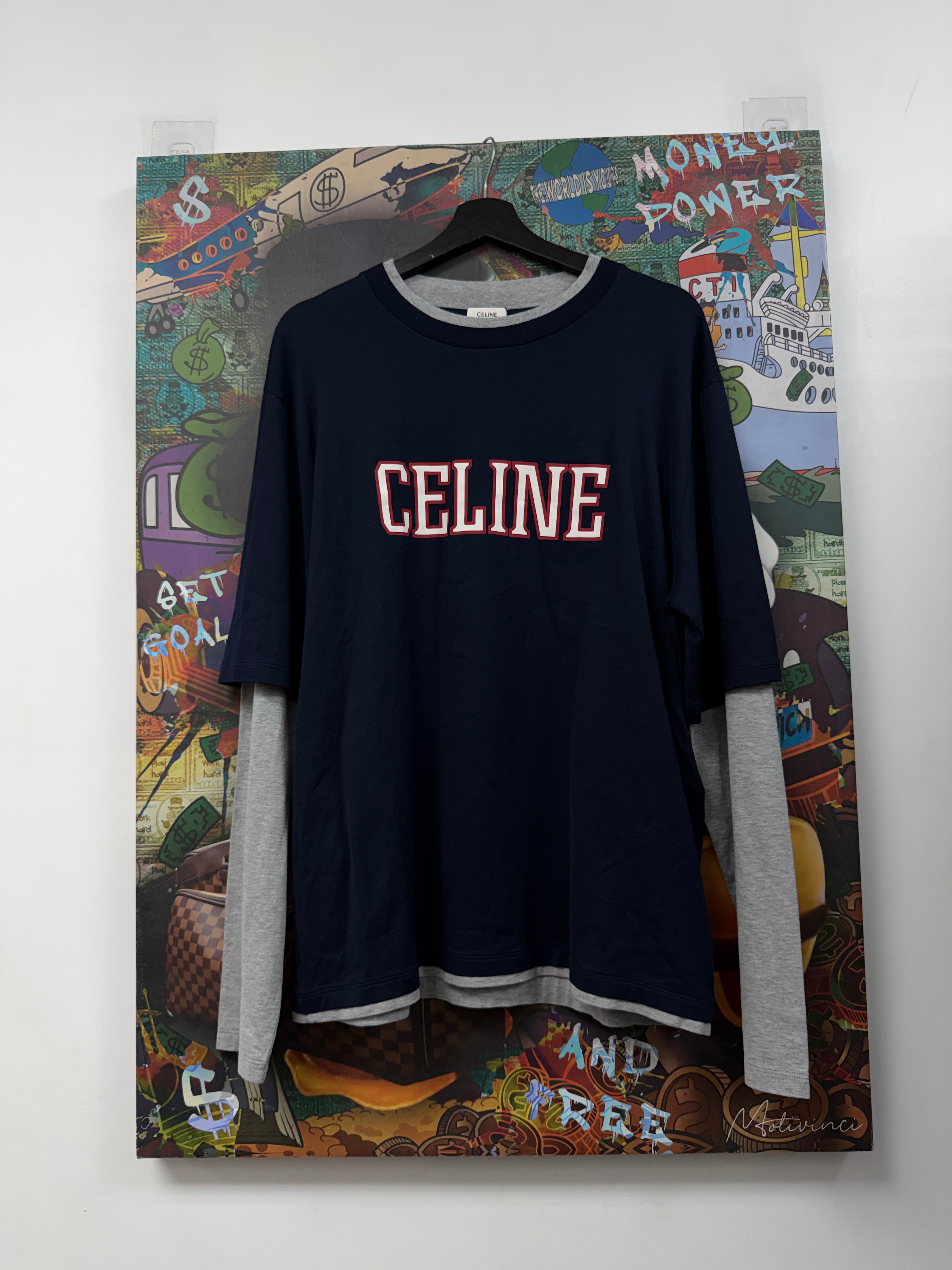 Celine Navy Red Grey Classic Long Sleeve