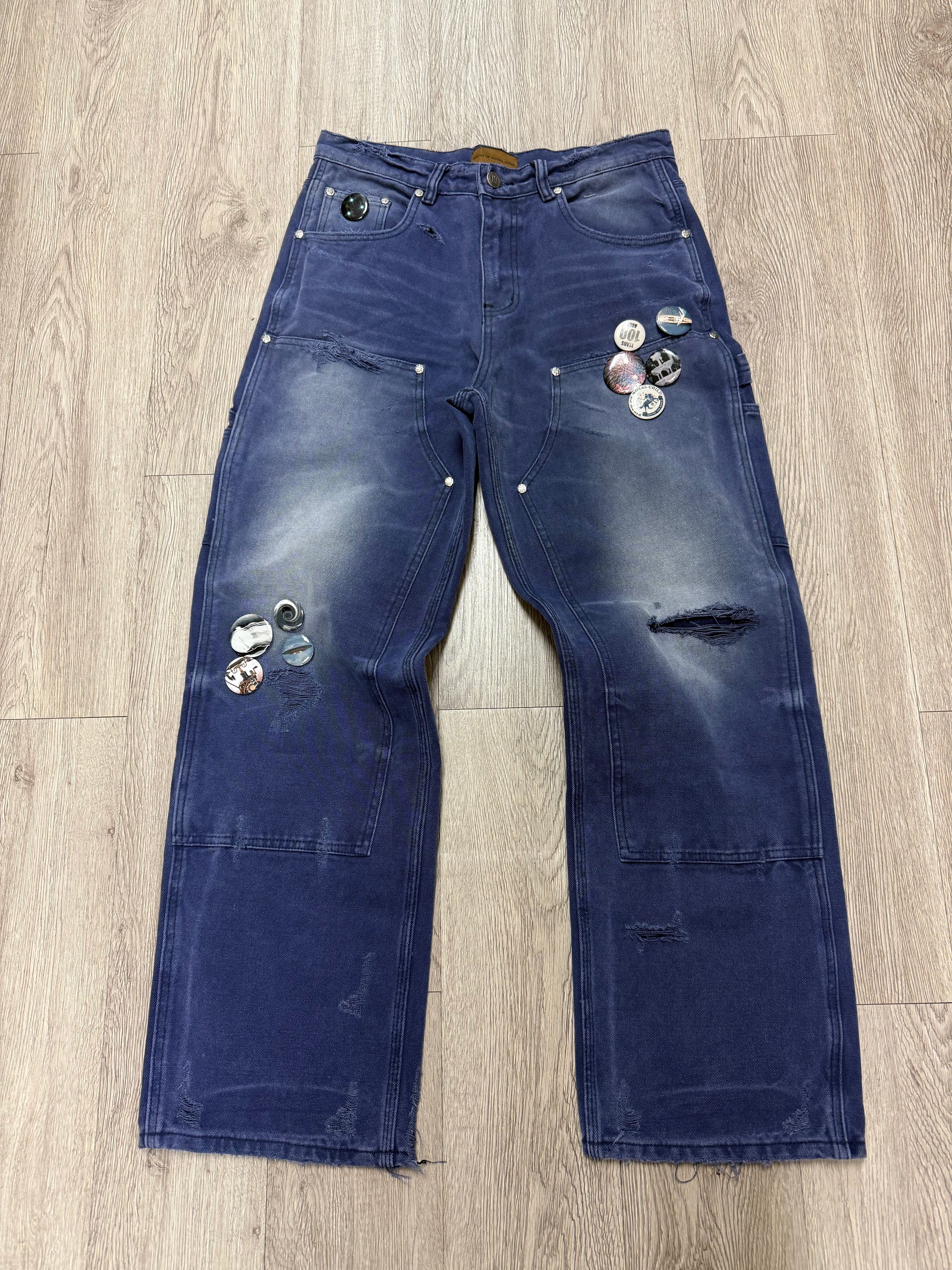 Birth Of A Royal Child Navy Aged Wash Pin Jeans