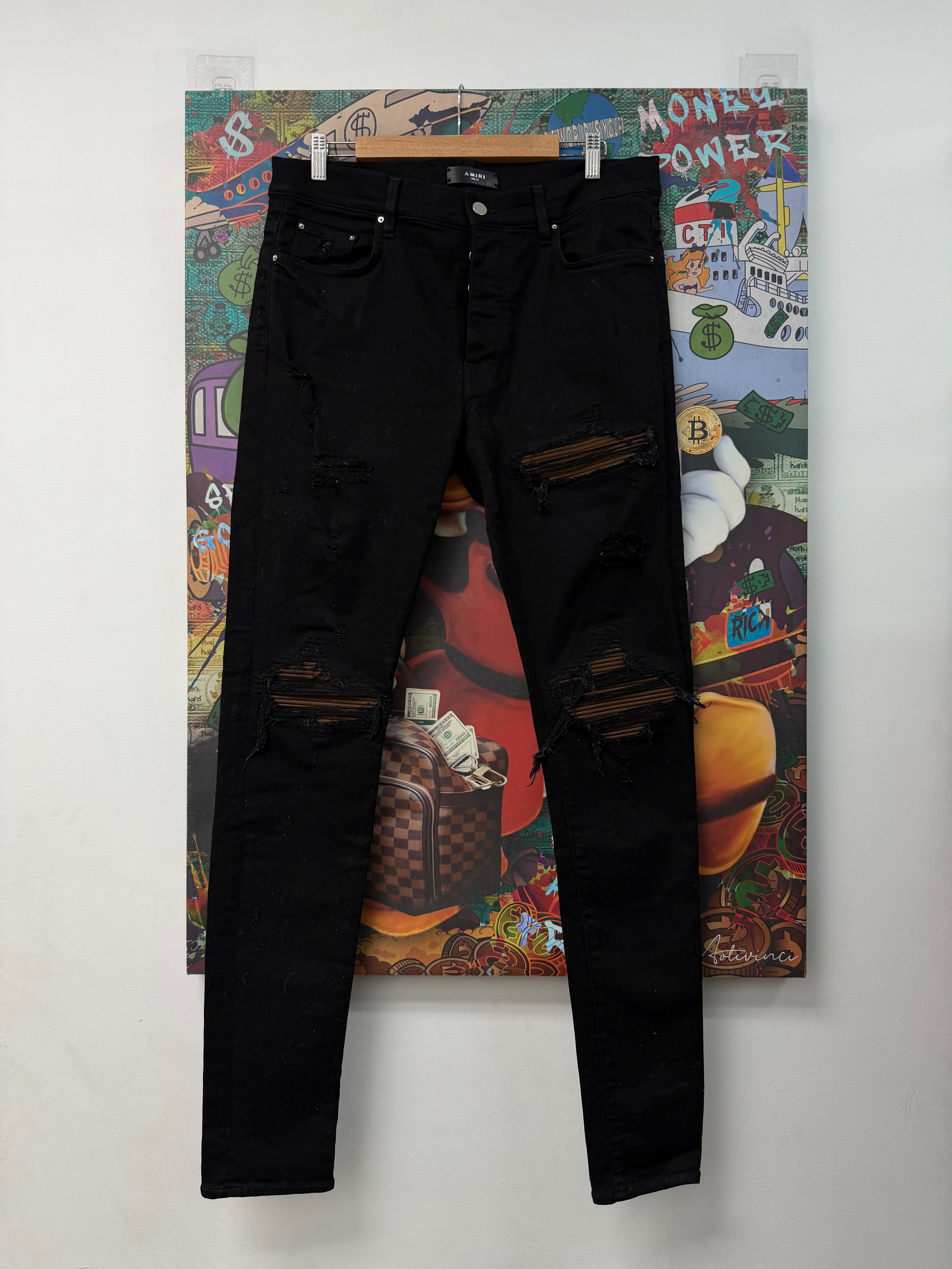 Amiri Black Brown Patch MX1 Jeans