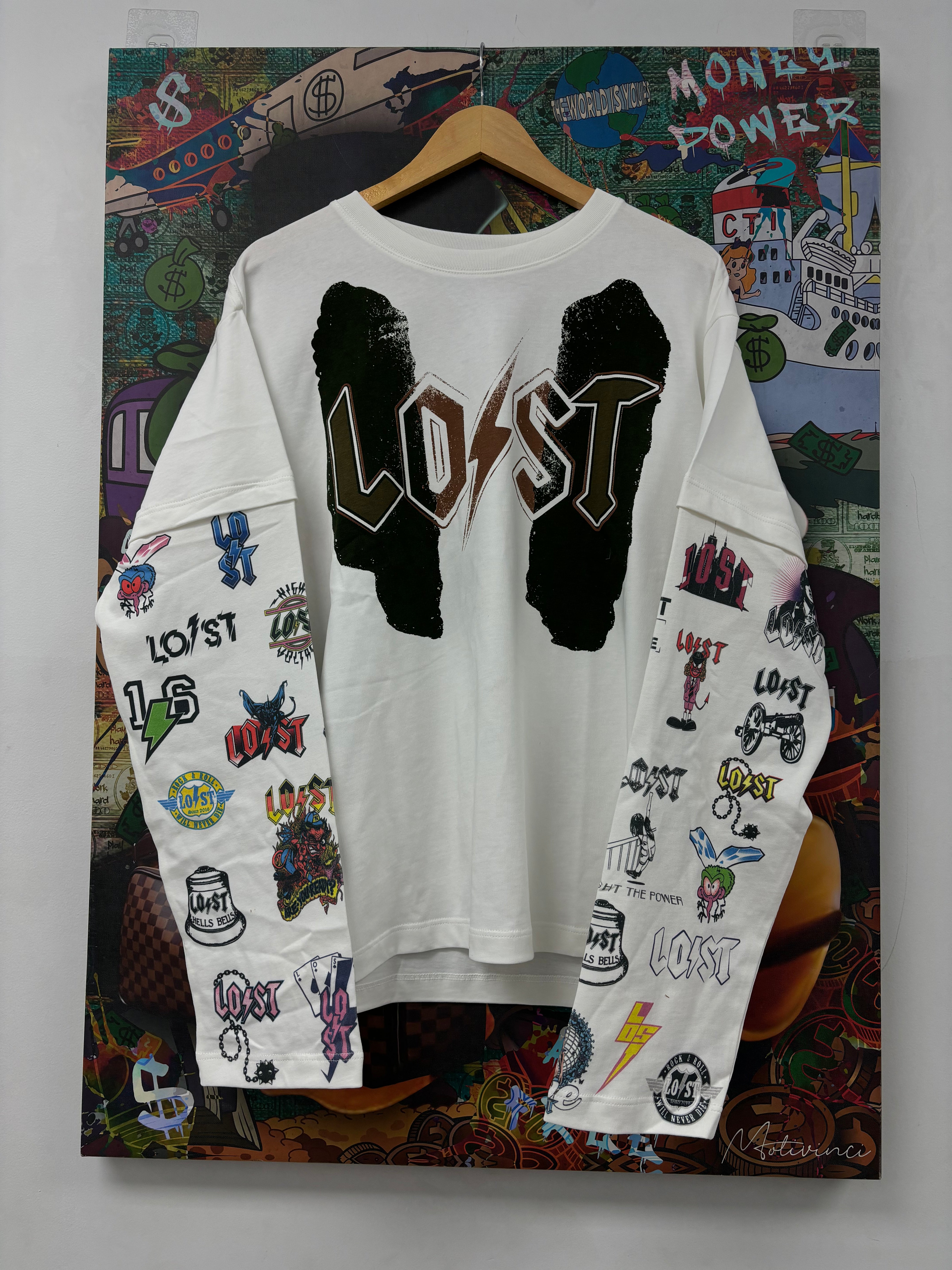 Lost Intricacy LS Multi Logos White New