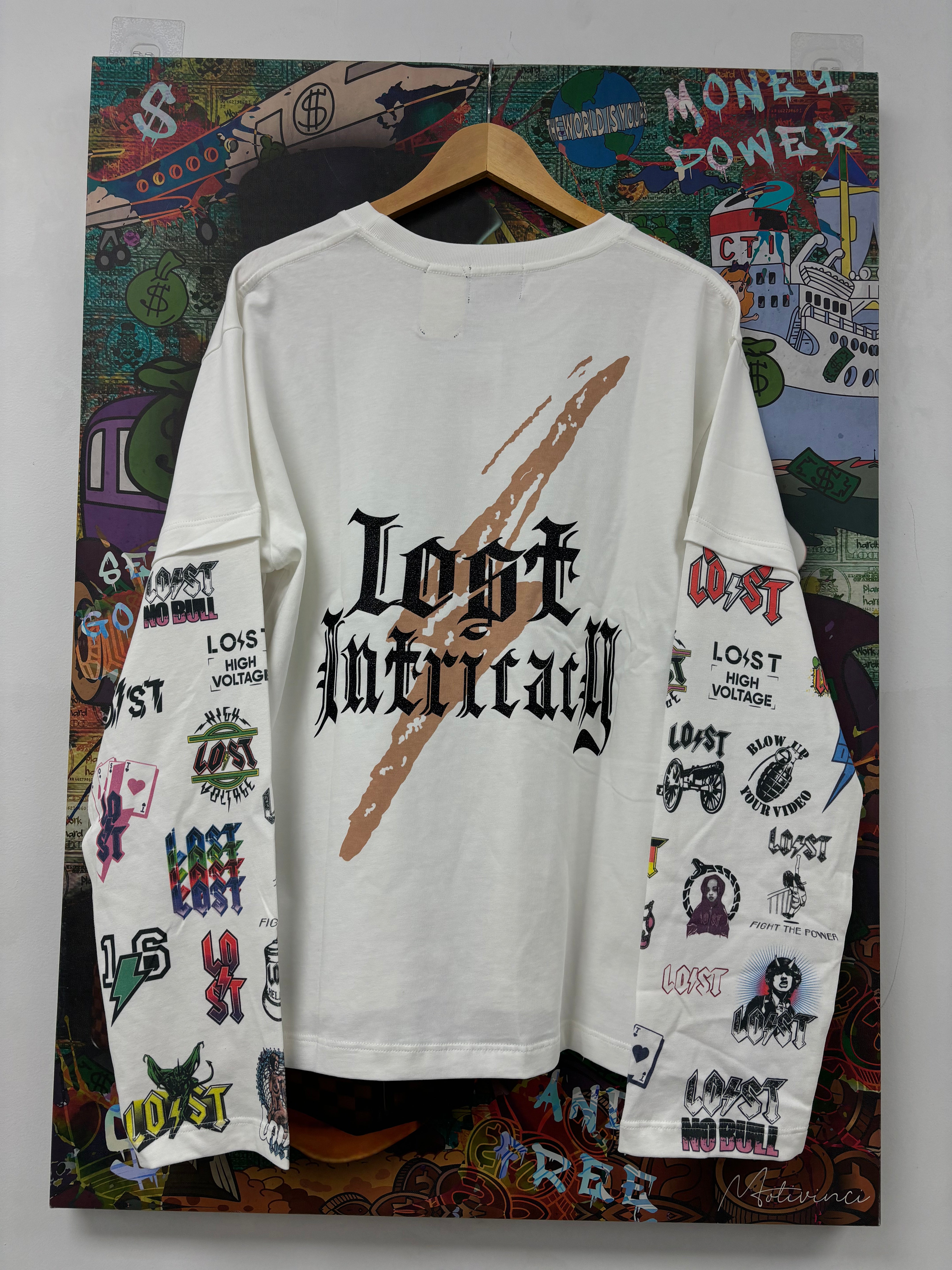 Lost Intricacy LS Multi Logos White New
