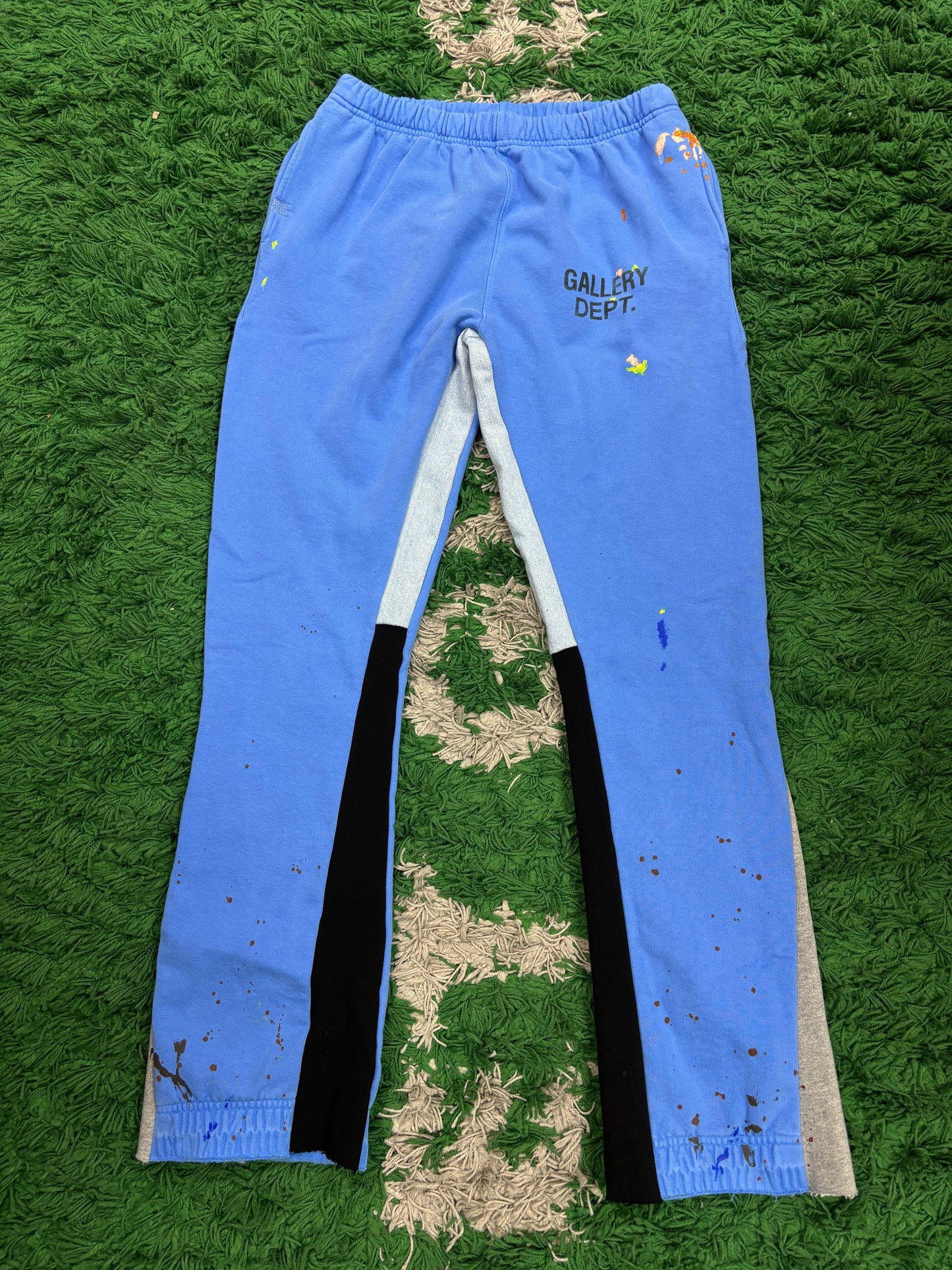 Gallery Dept Flare Sweats Blue Paint Splatter Used Large