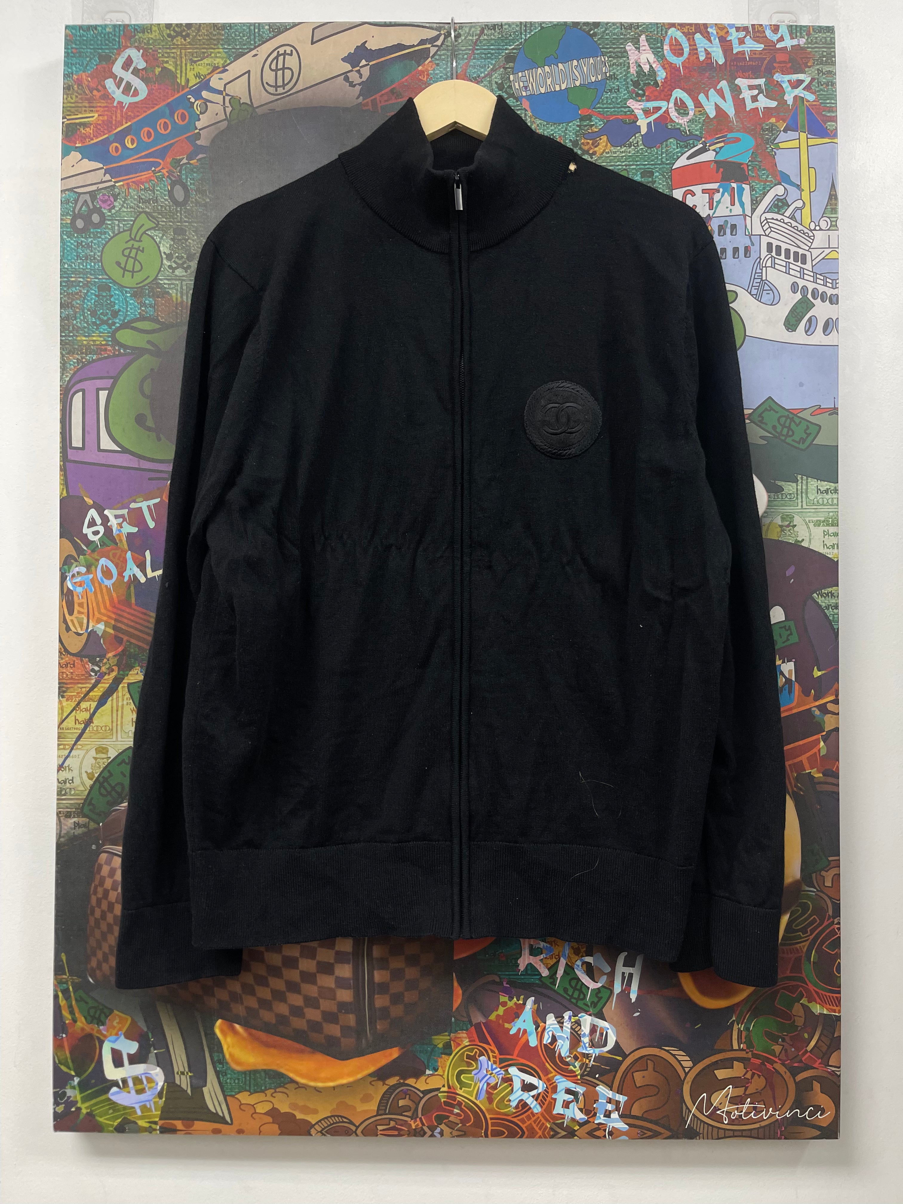 Chanel Black Uniform Zip Up Lightweight Cardigan