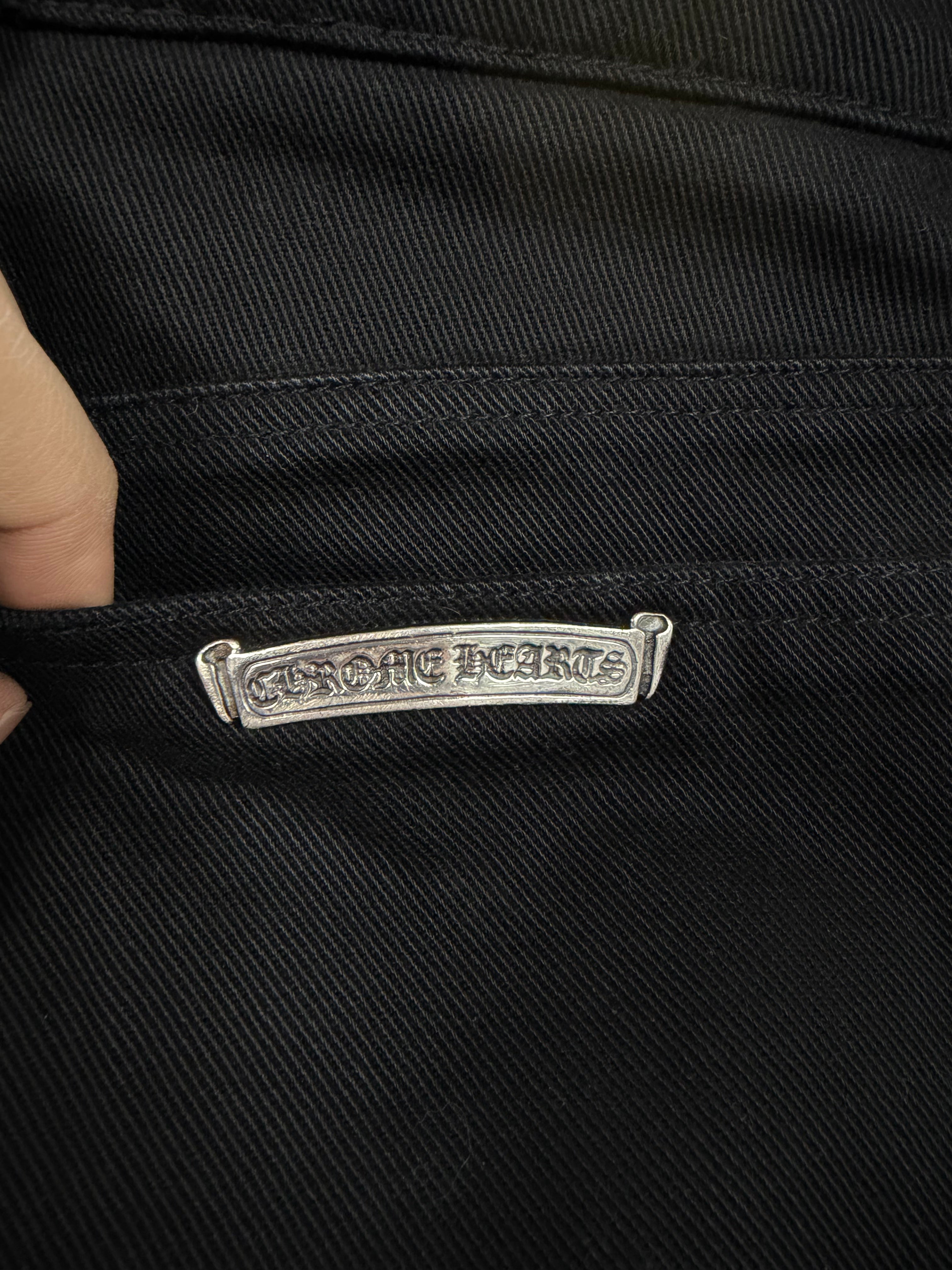 Chrome Hearts Black Fleur Knee Jeans