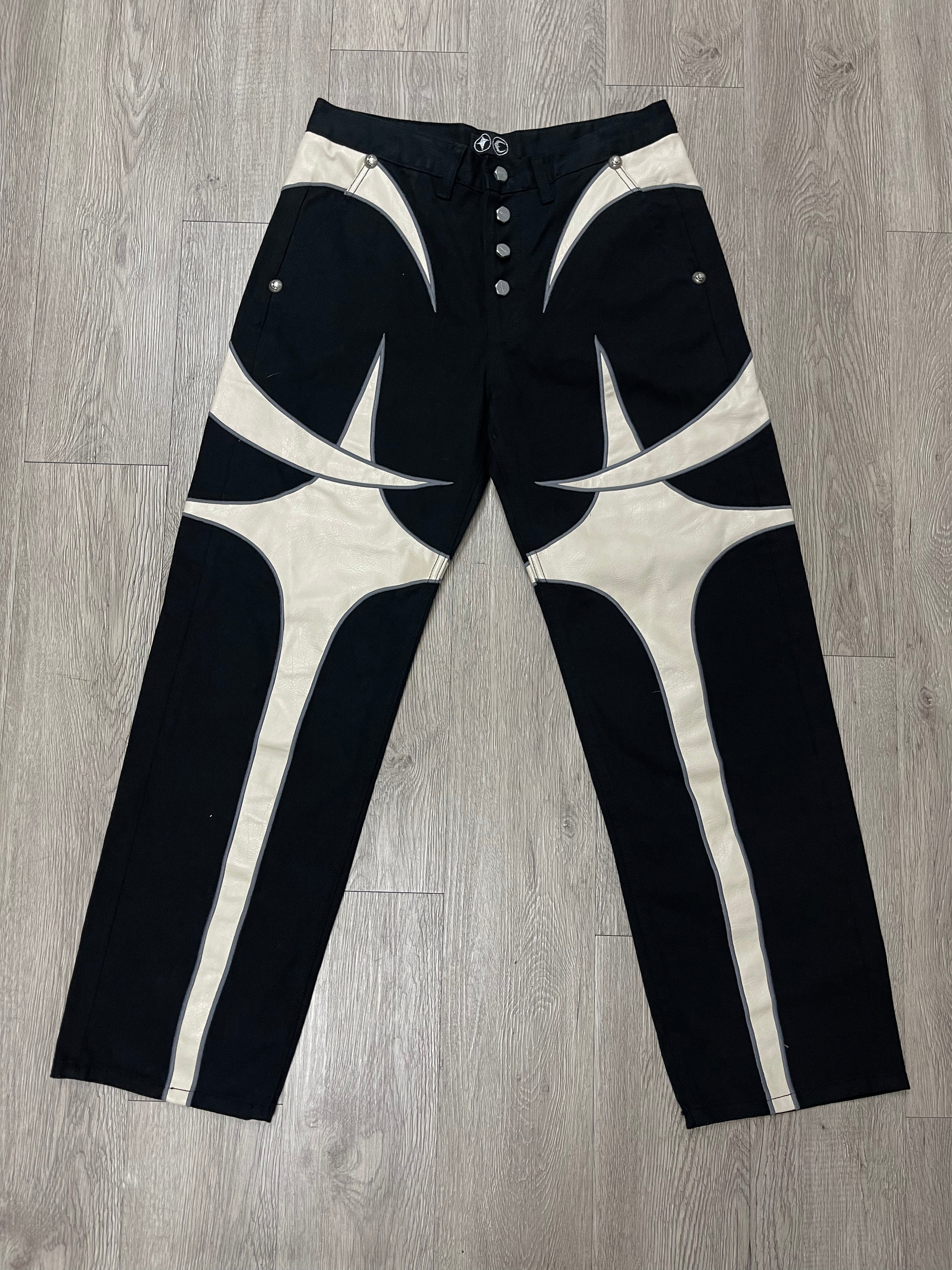 Thug Club Black Tan Leather Logo Jeans