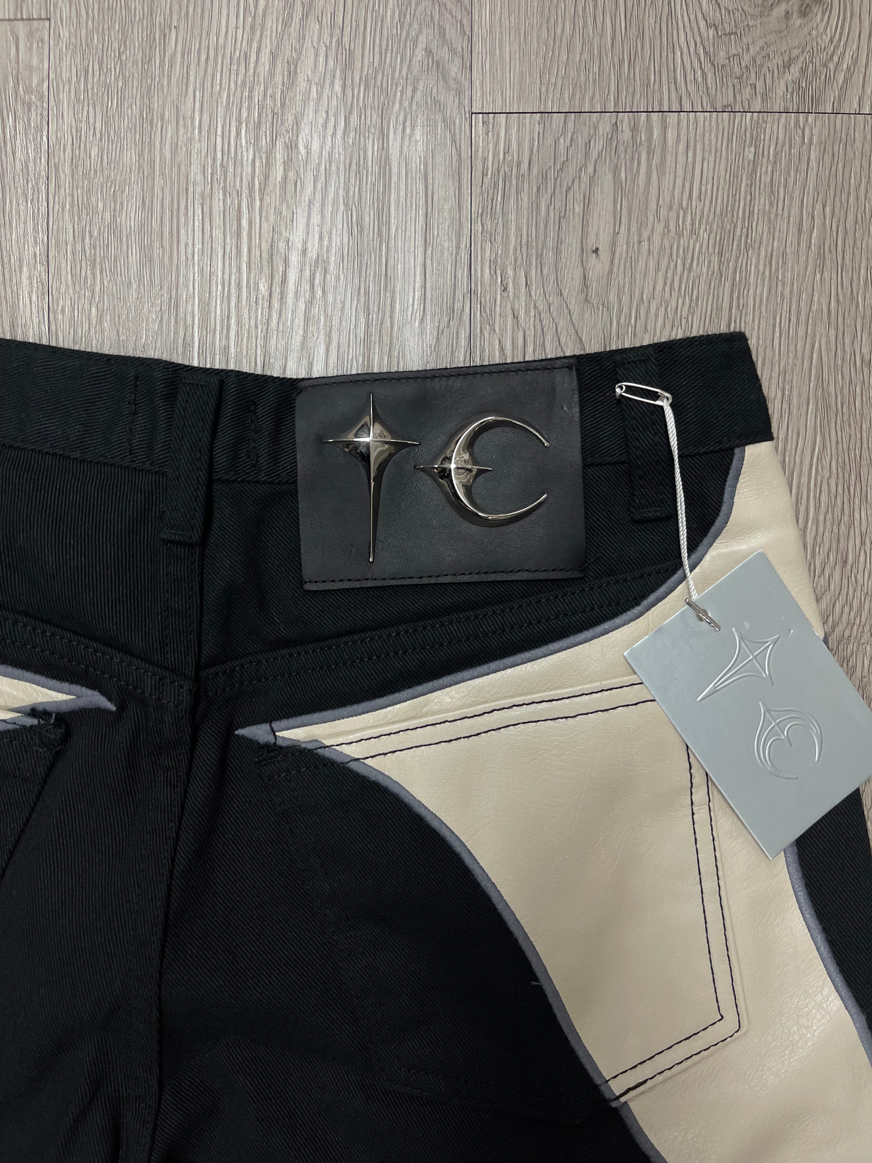 Thug Club Black Tan Leather Logo Jeans