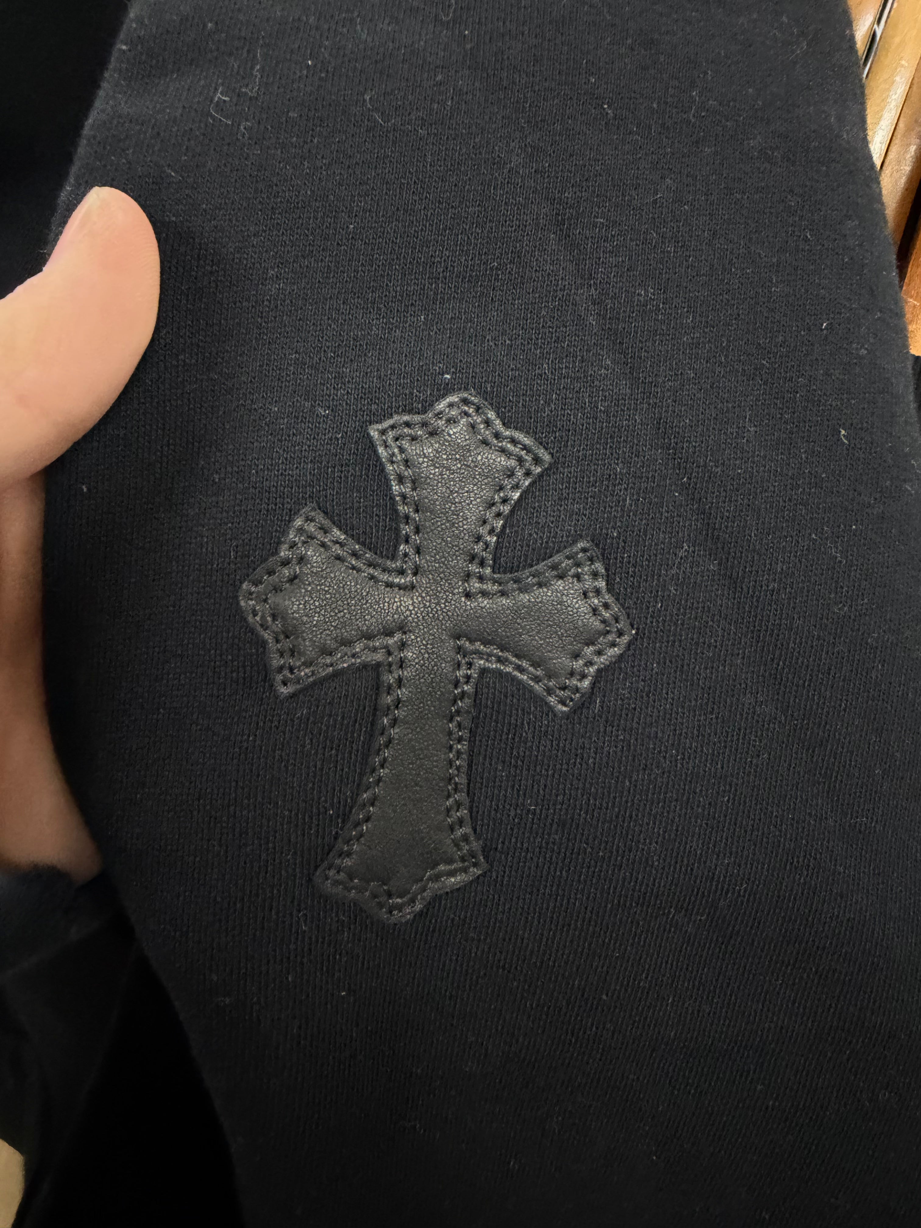 Chrome Hearts Black Ponyhair Multi Cross Patch Crewneck