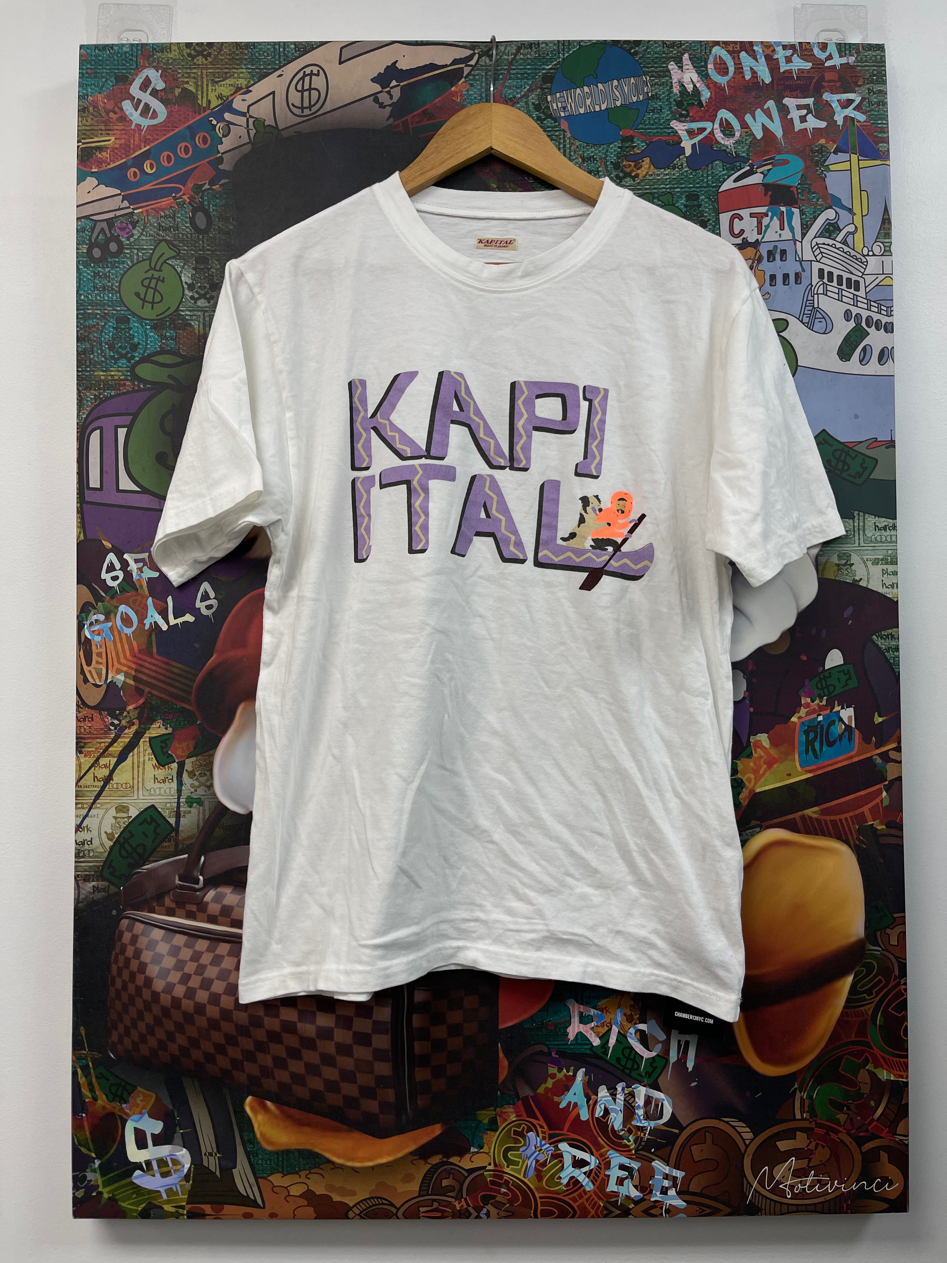 Kapital Jersey Crew Tee with Canoe KAPITAL Print Purple t shirt