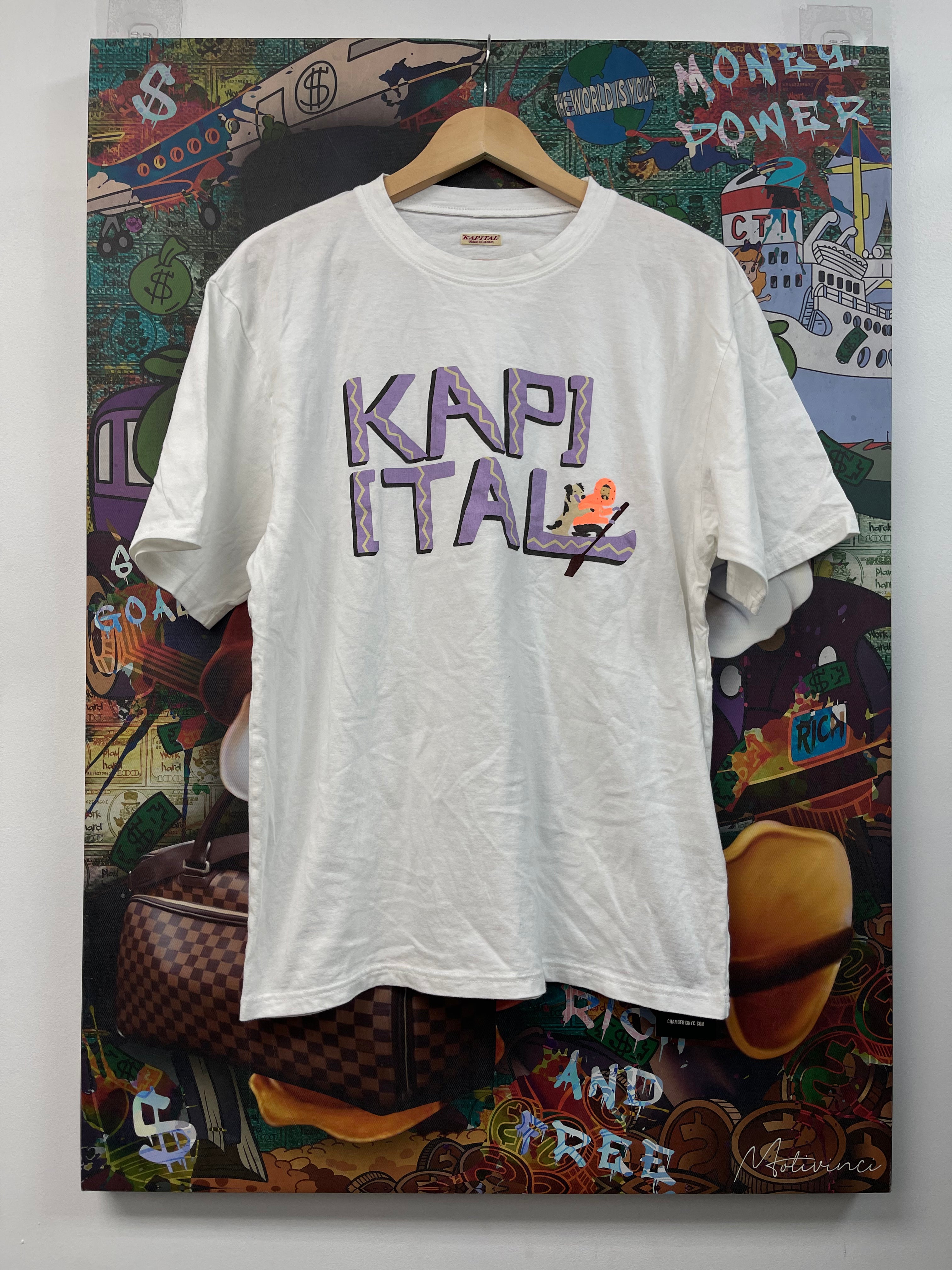 Kapital Jersey Crew Tee with Canoe KAPITAL Print Purple t shirt