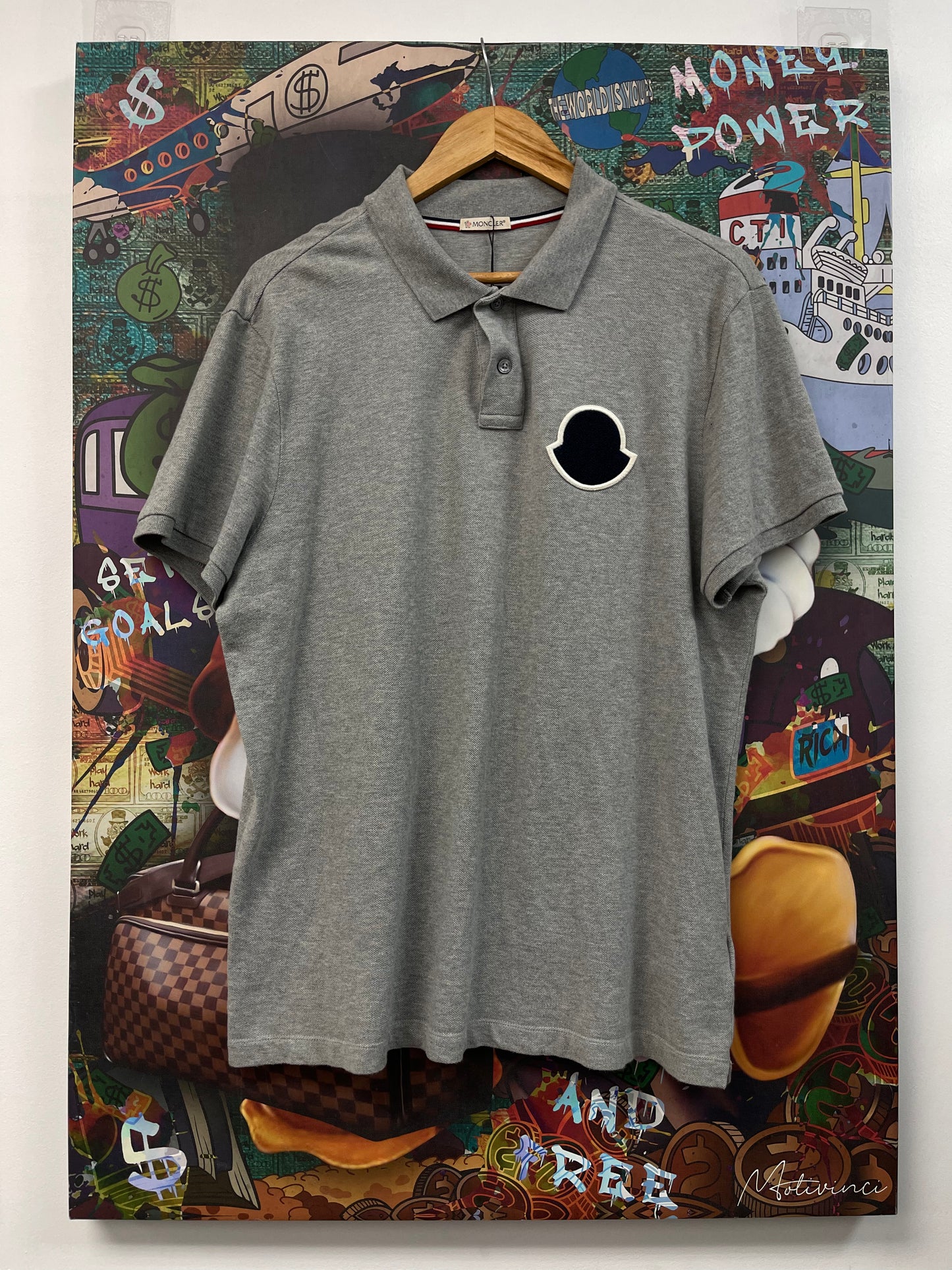 Moncler Grey Patch Polo