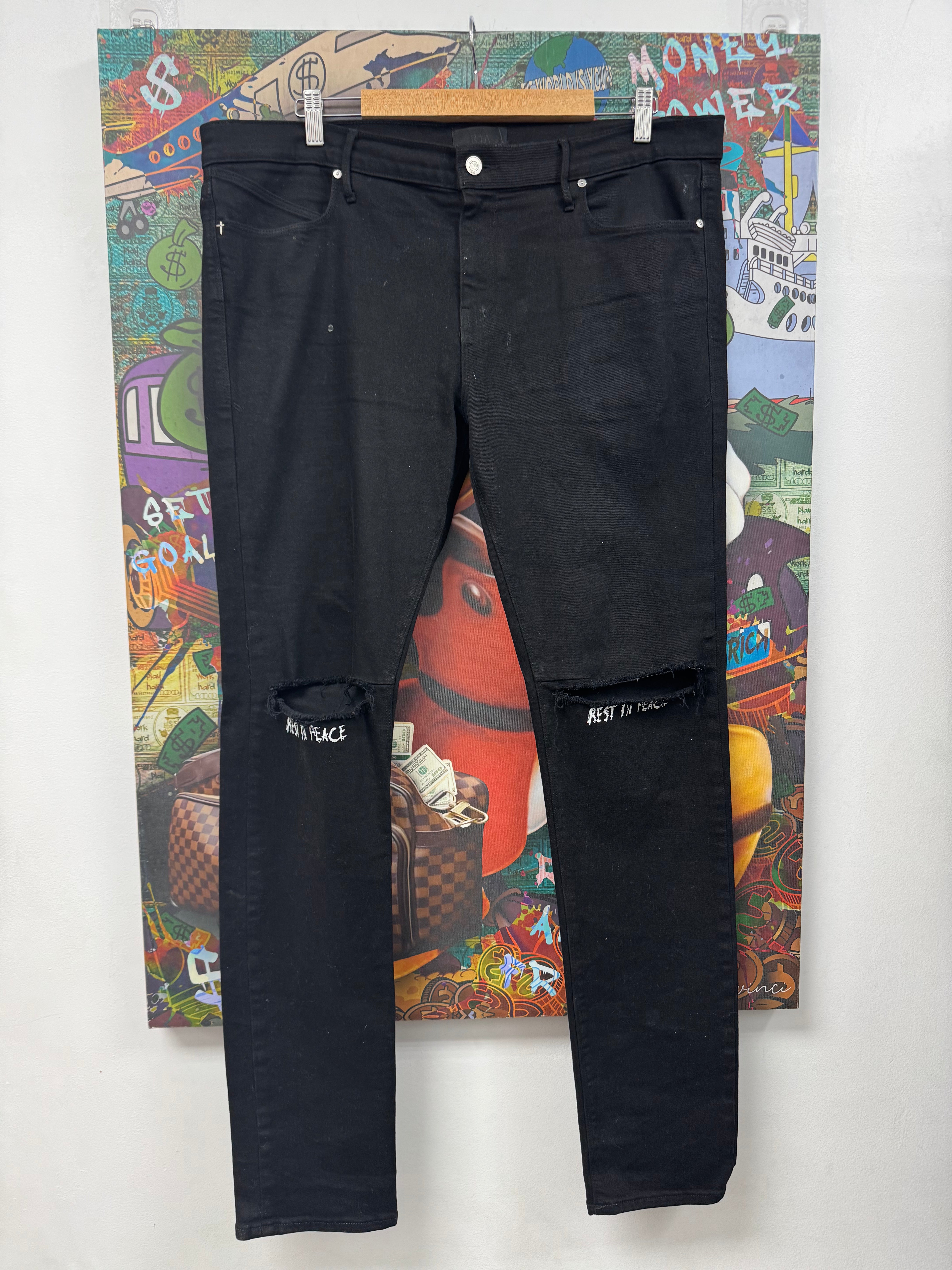 RTA Black White RIP Ripped Jeans