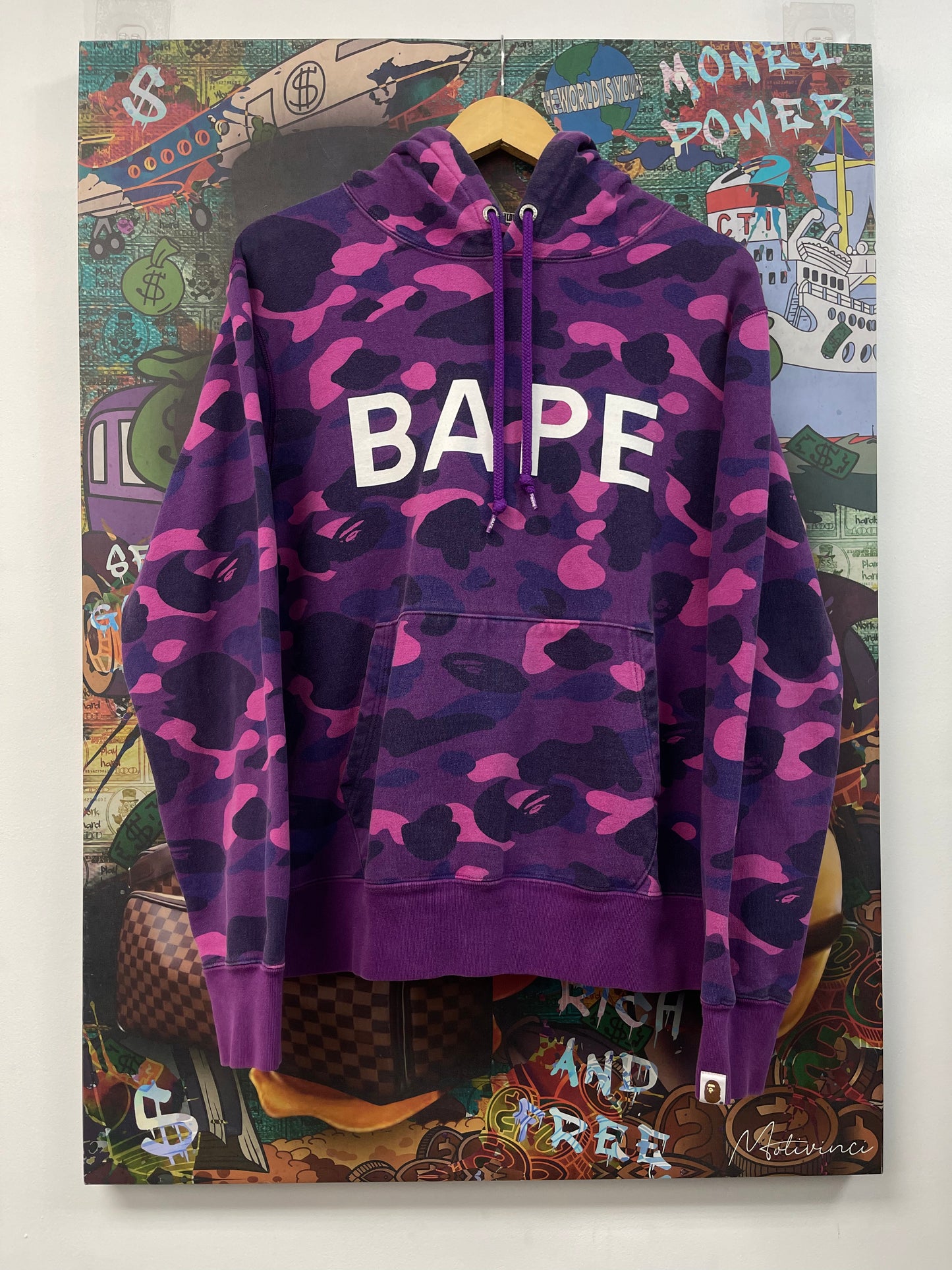 Bape Purple Camo Spellout Hoodie