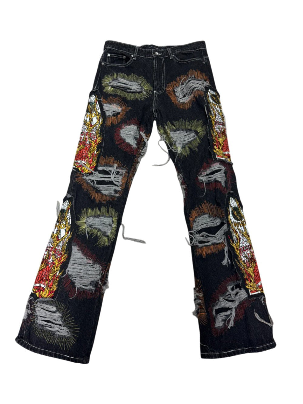 Who Decides War Flame Glass Black Wash Jeans