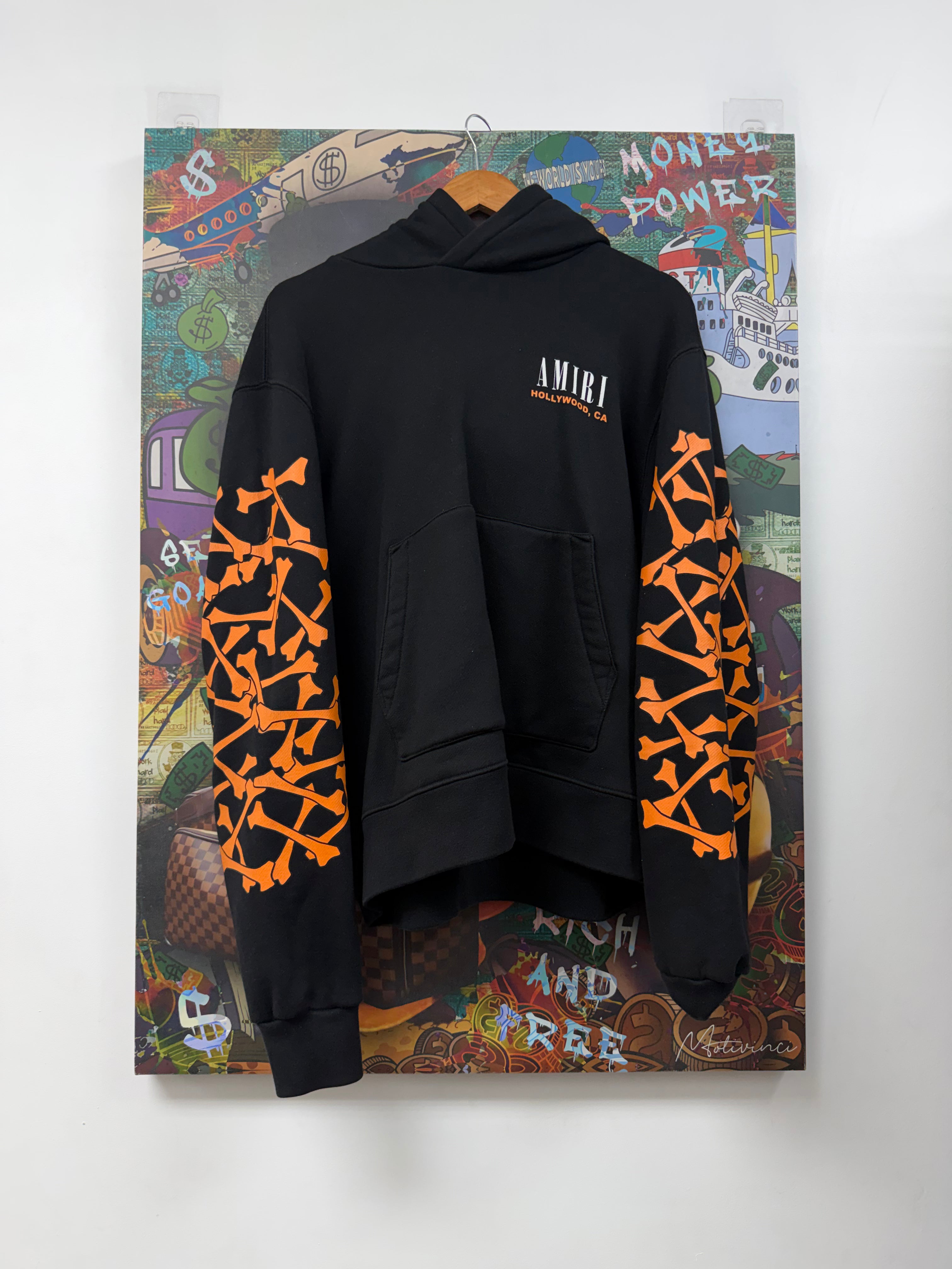 Amiri Black Orange Bones Hoodie