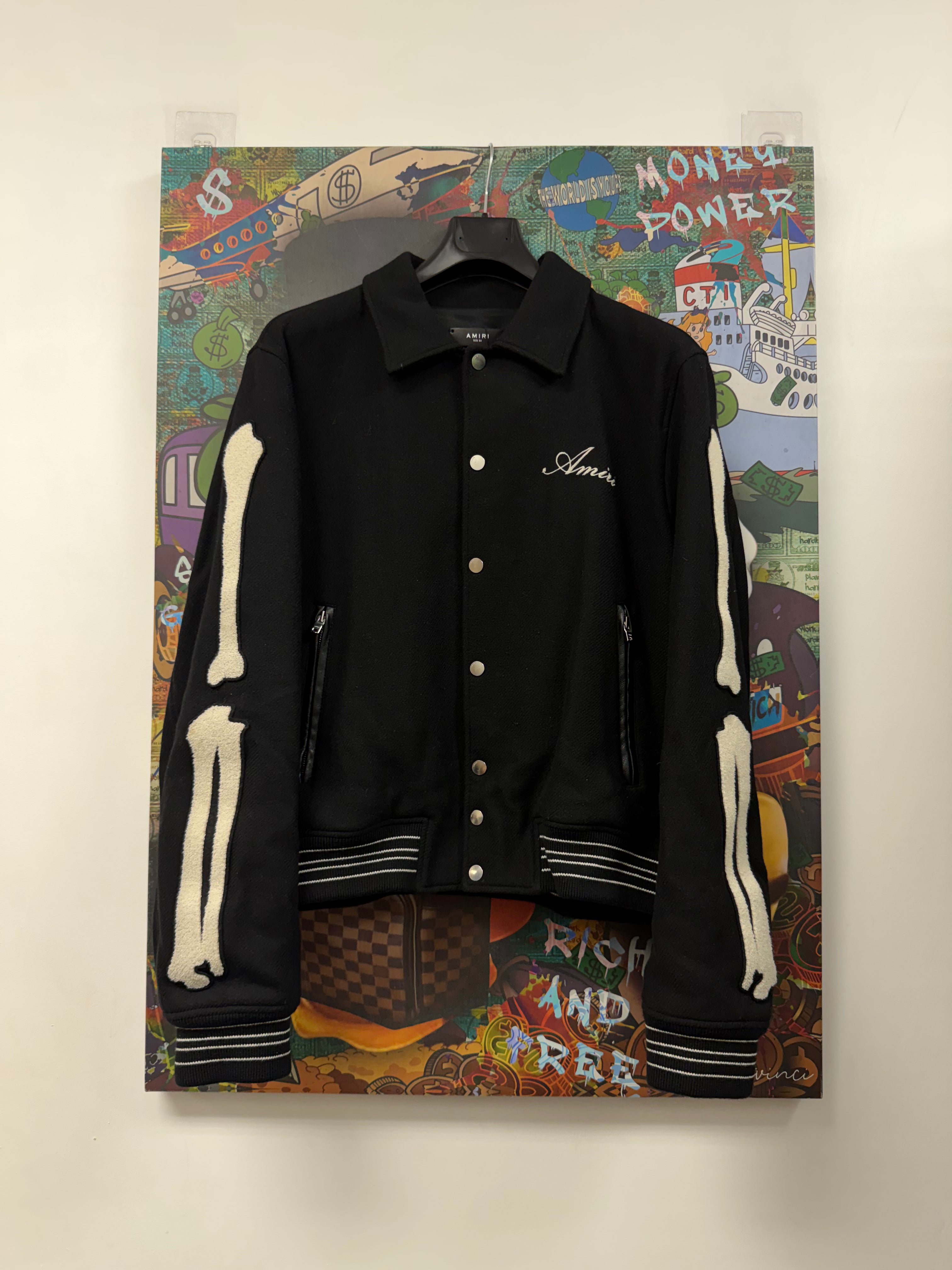 Amiri Black Cream Bone (54) Varsity Jacket
