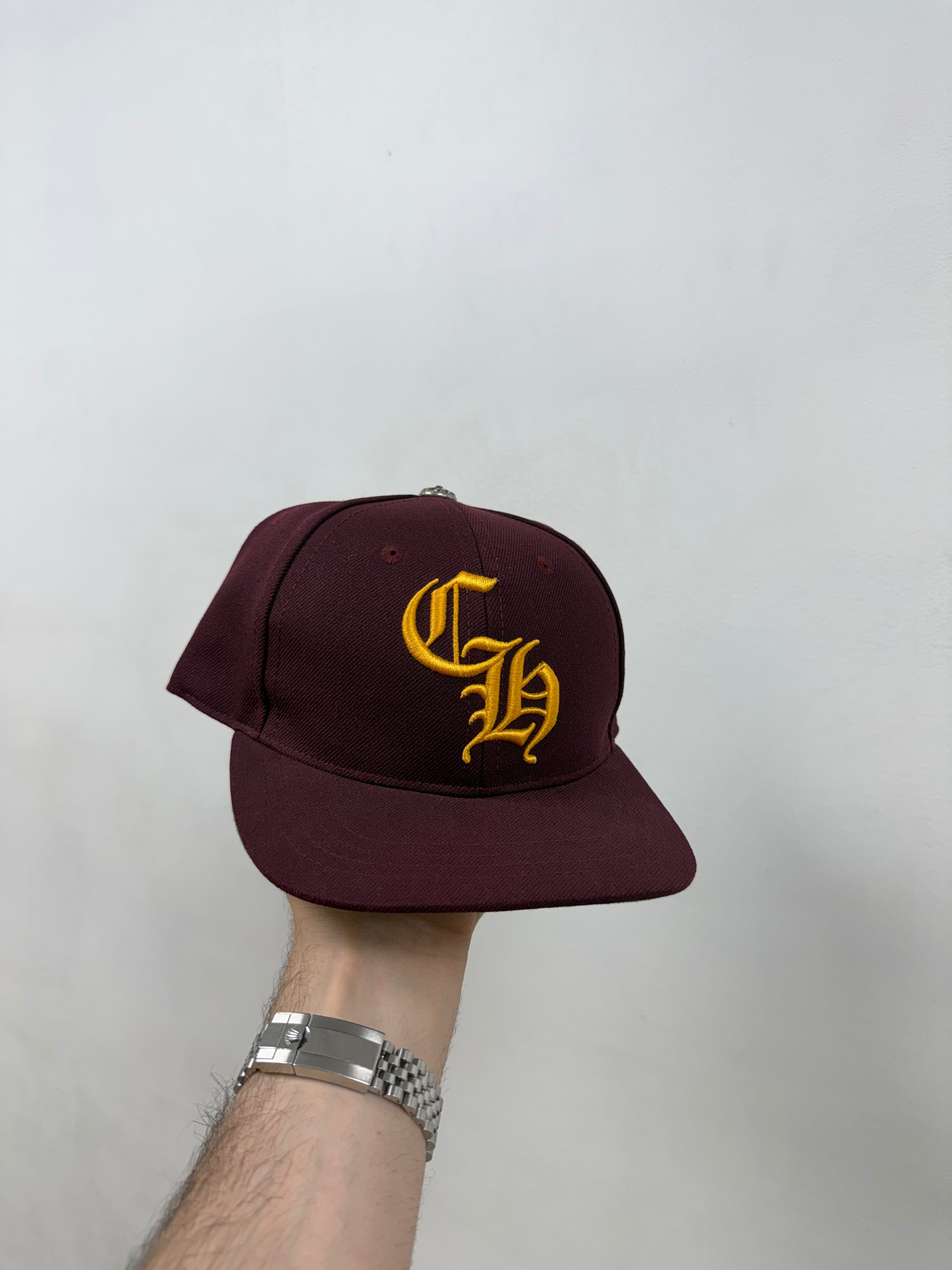 Chrome Hearts Maroon Gold Baseball Trucker Cap