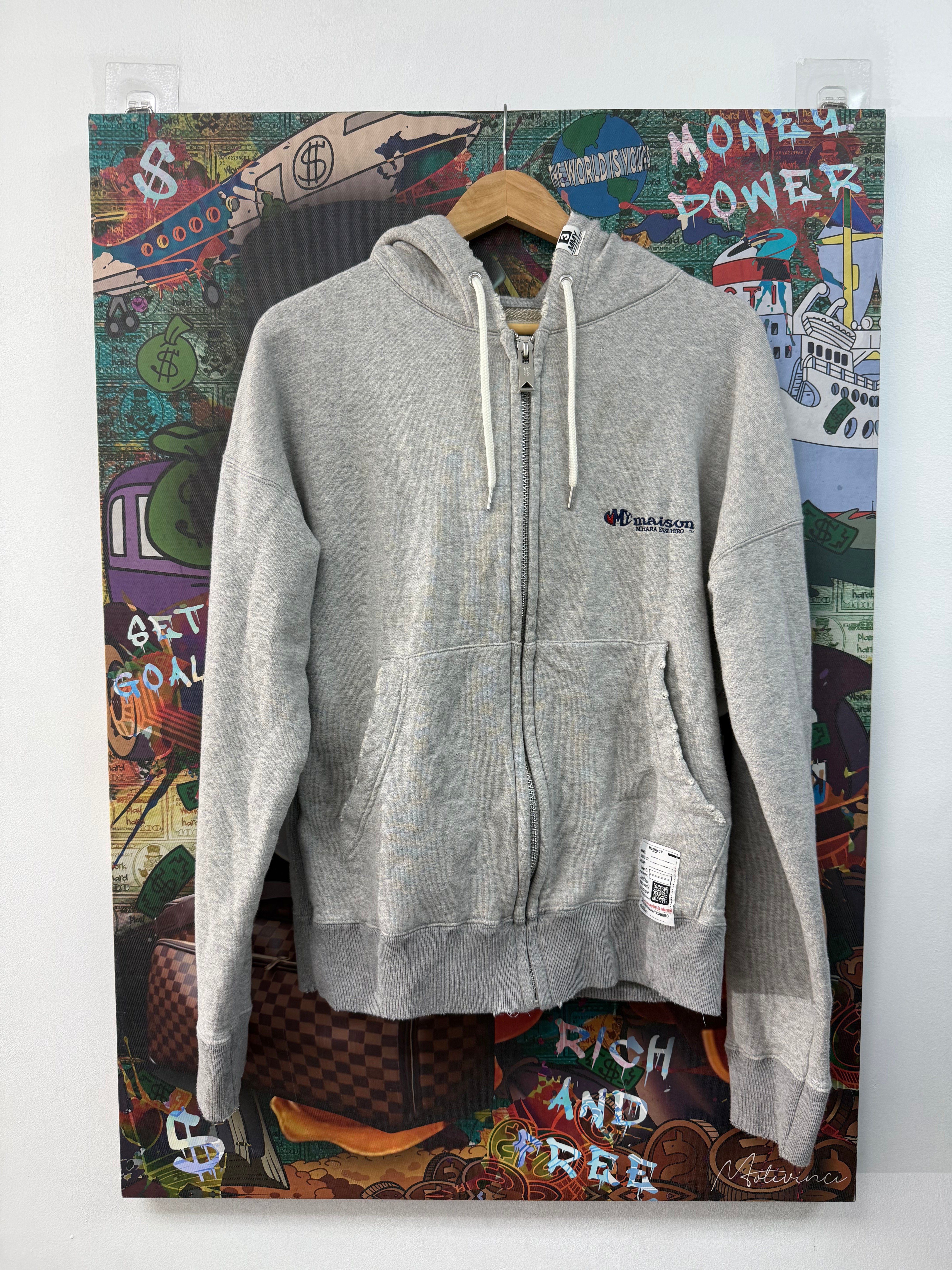 MMY Grey Classic Logo Zip Up Hoodie