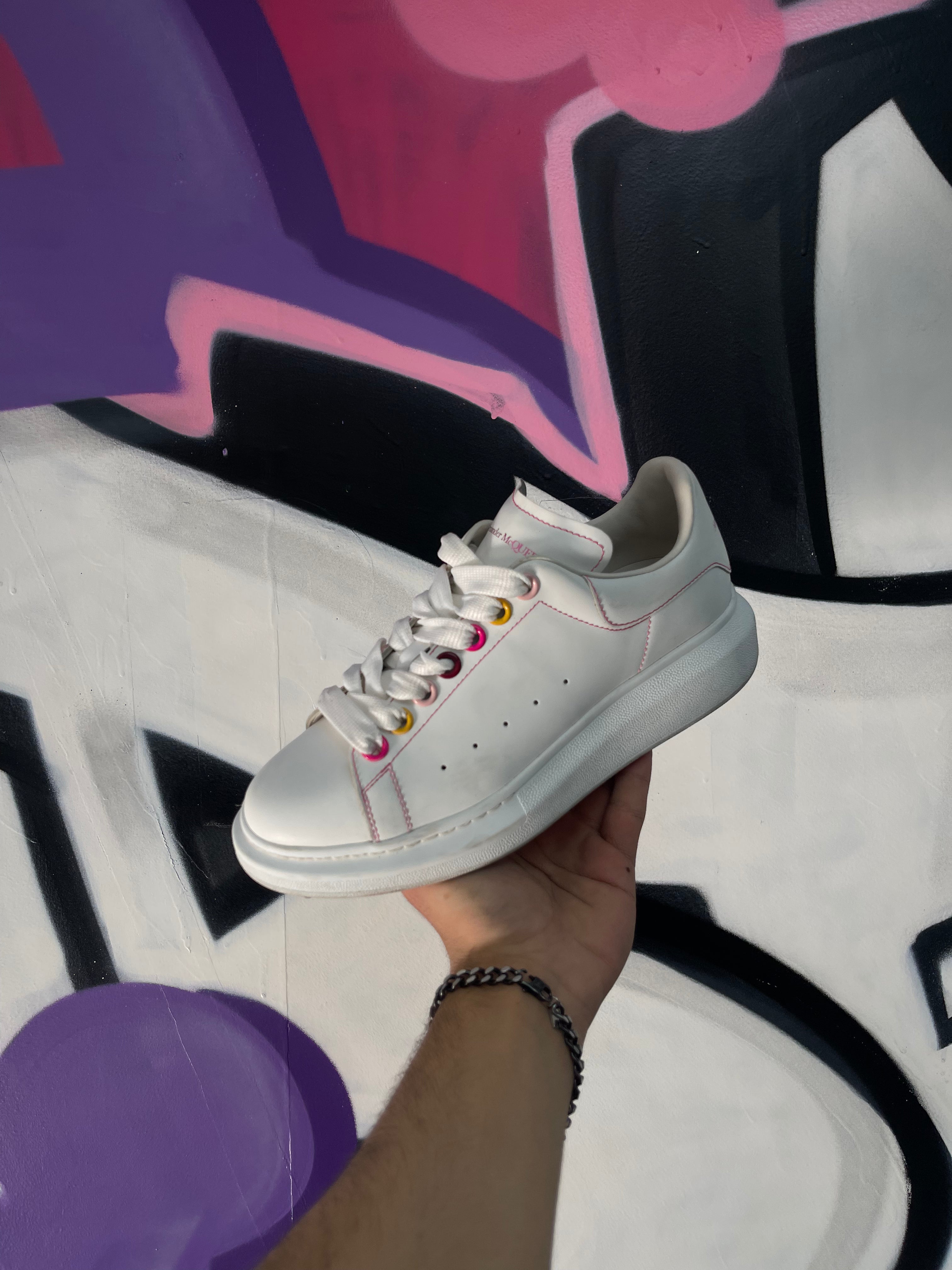 Alexander Mcqueen White Pink Oversized Sneakers