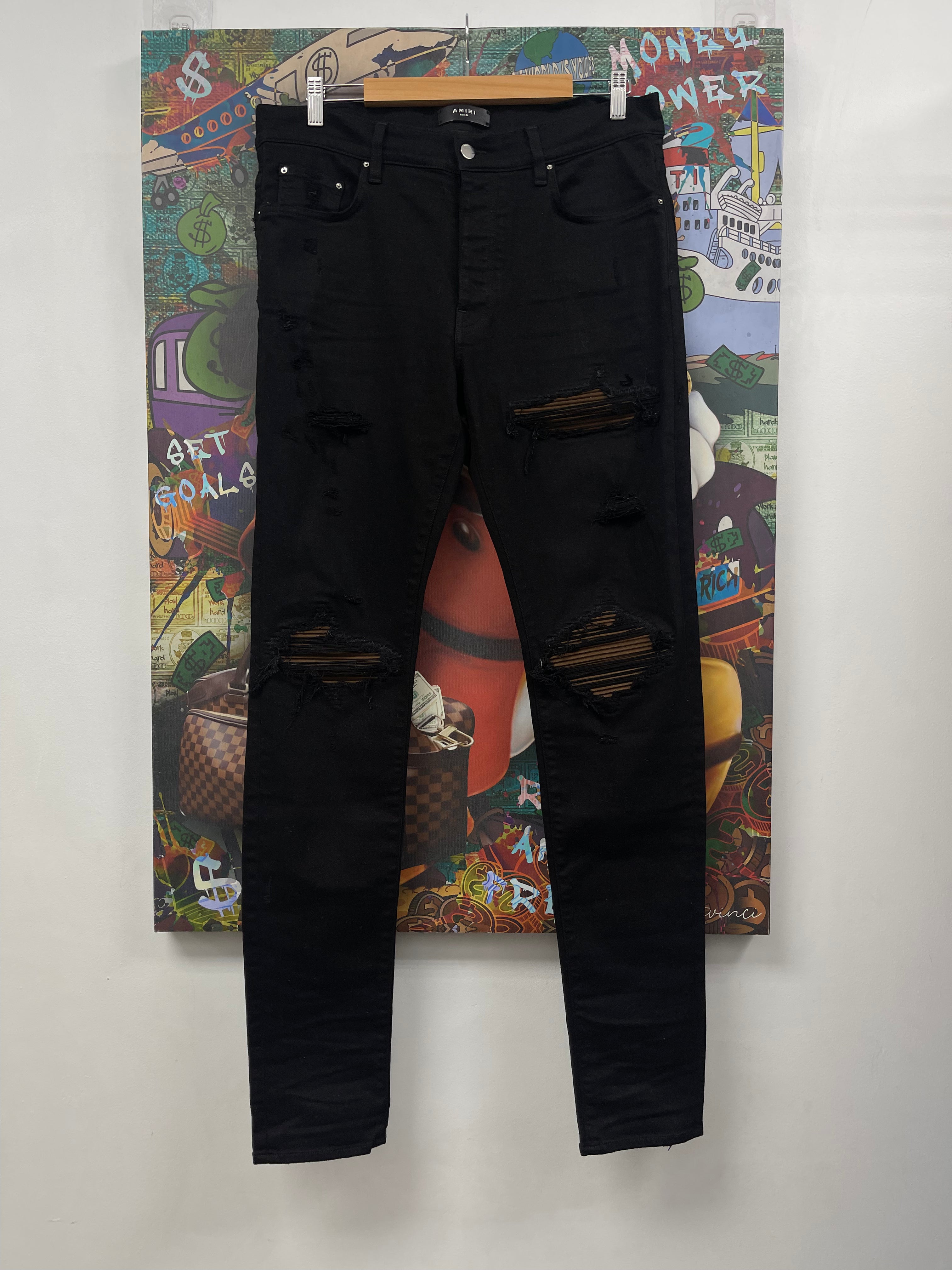Amiri Mx1 Black Brown Patch Jeans
