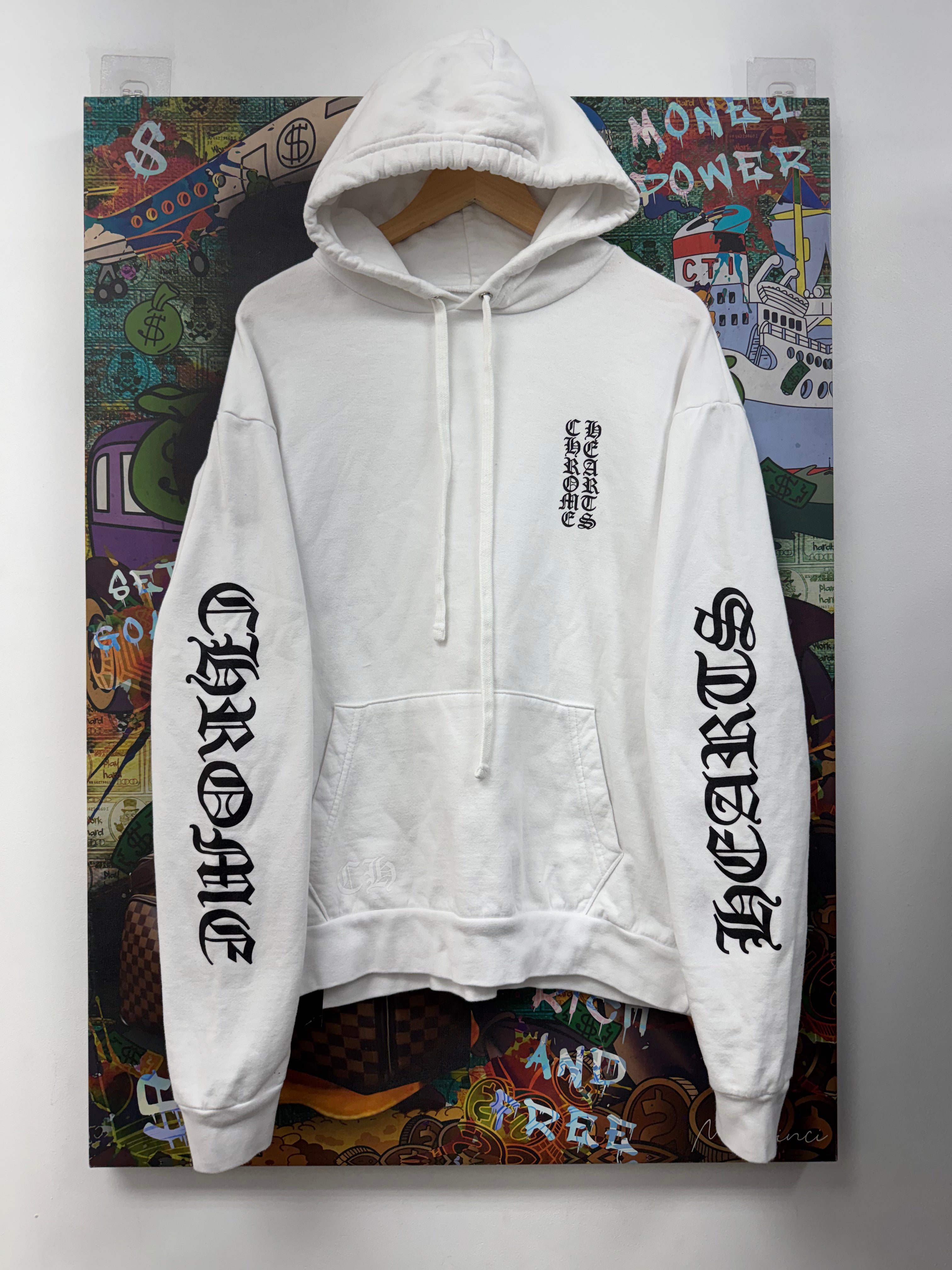 Chrome Hearts White Black Small Scroll Logo Hoodie