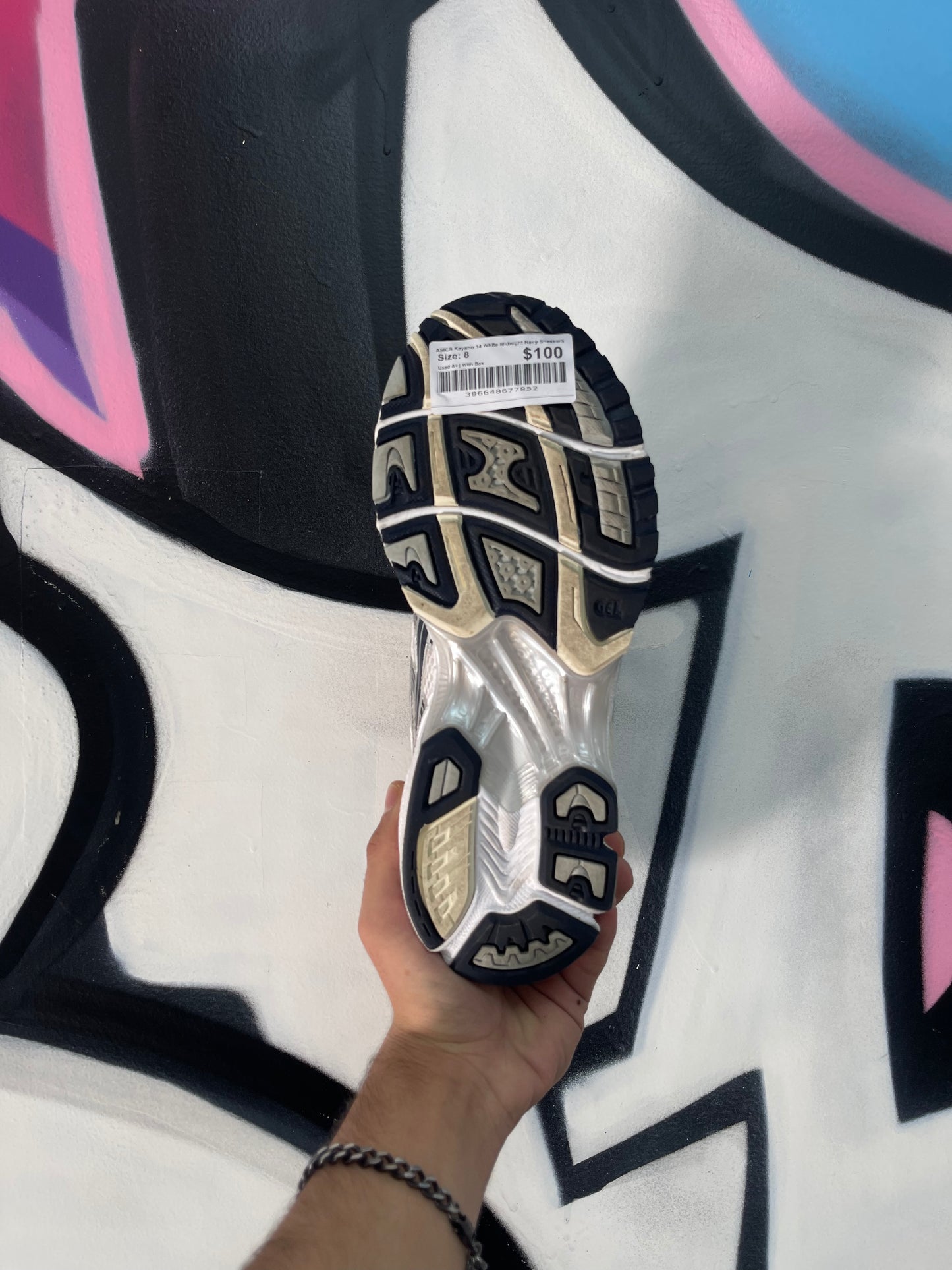 ASICS Kayano 14 White Midnight Navy Sneakers