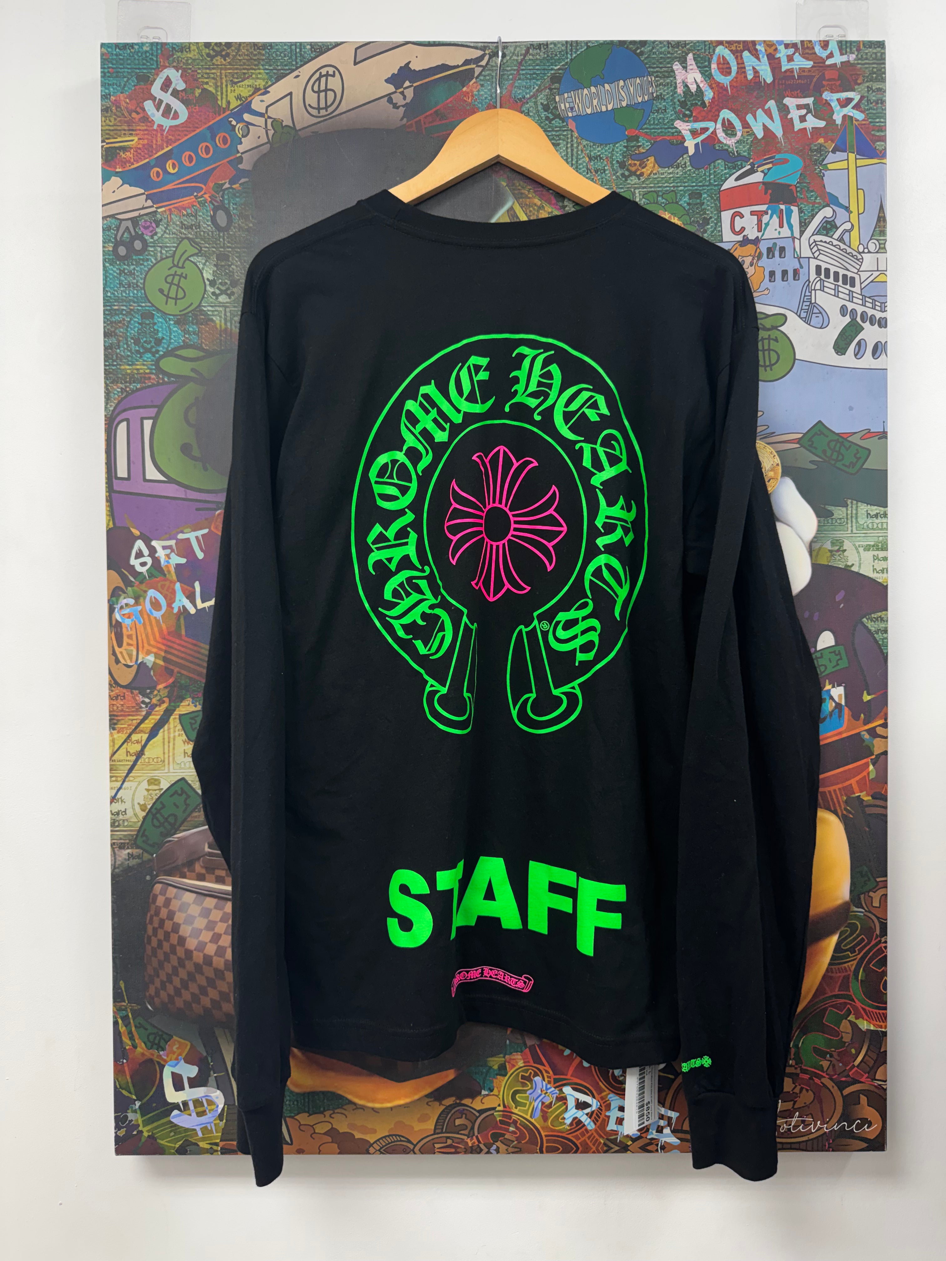 Chrome Hearts Black Pink Neon STAFF Long Sleeve