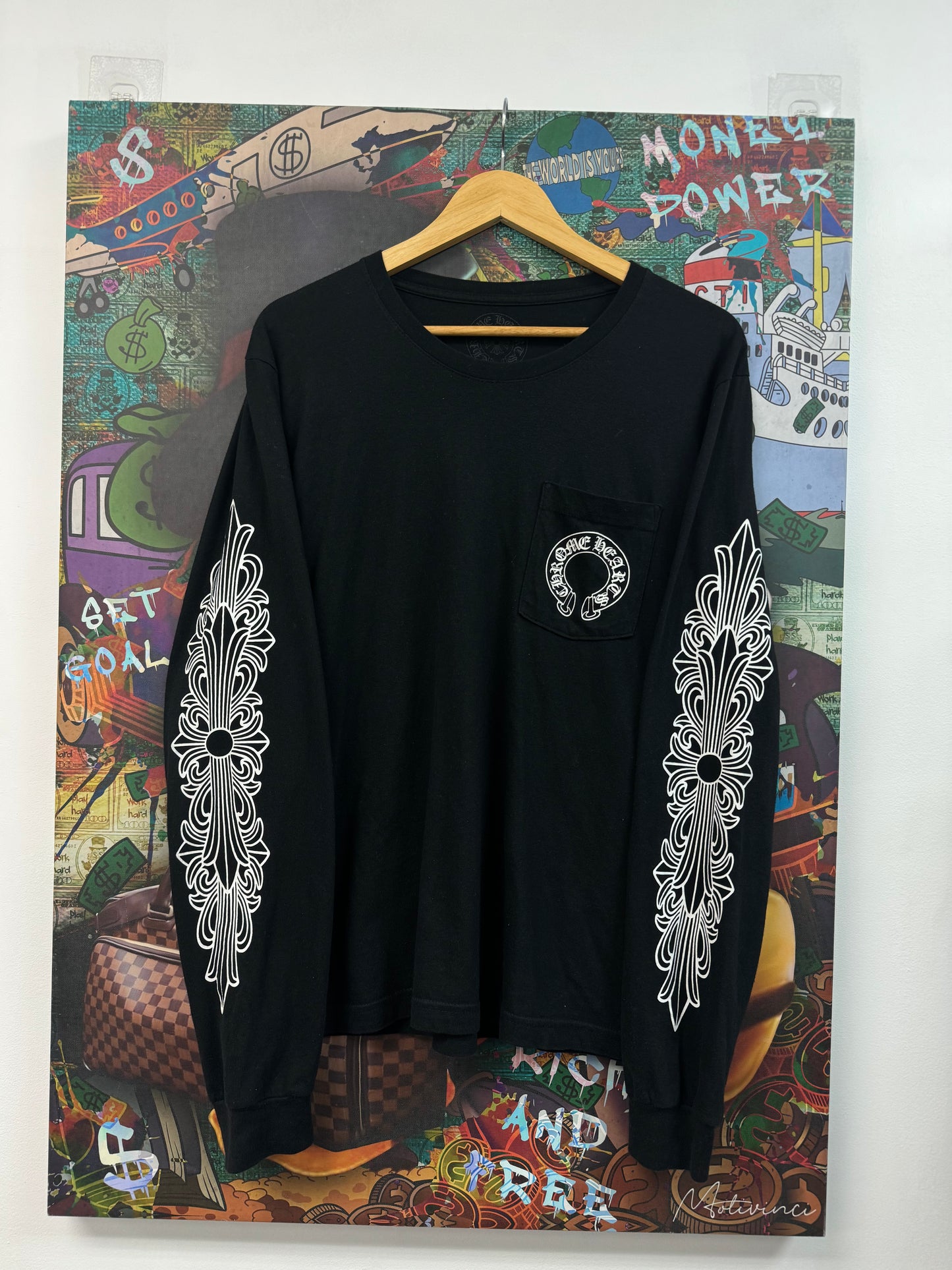 Chrome Hearts Horseshoe Floral Black Long Sleeve