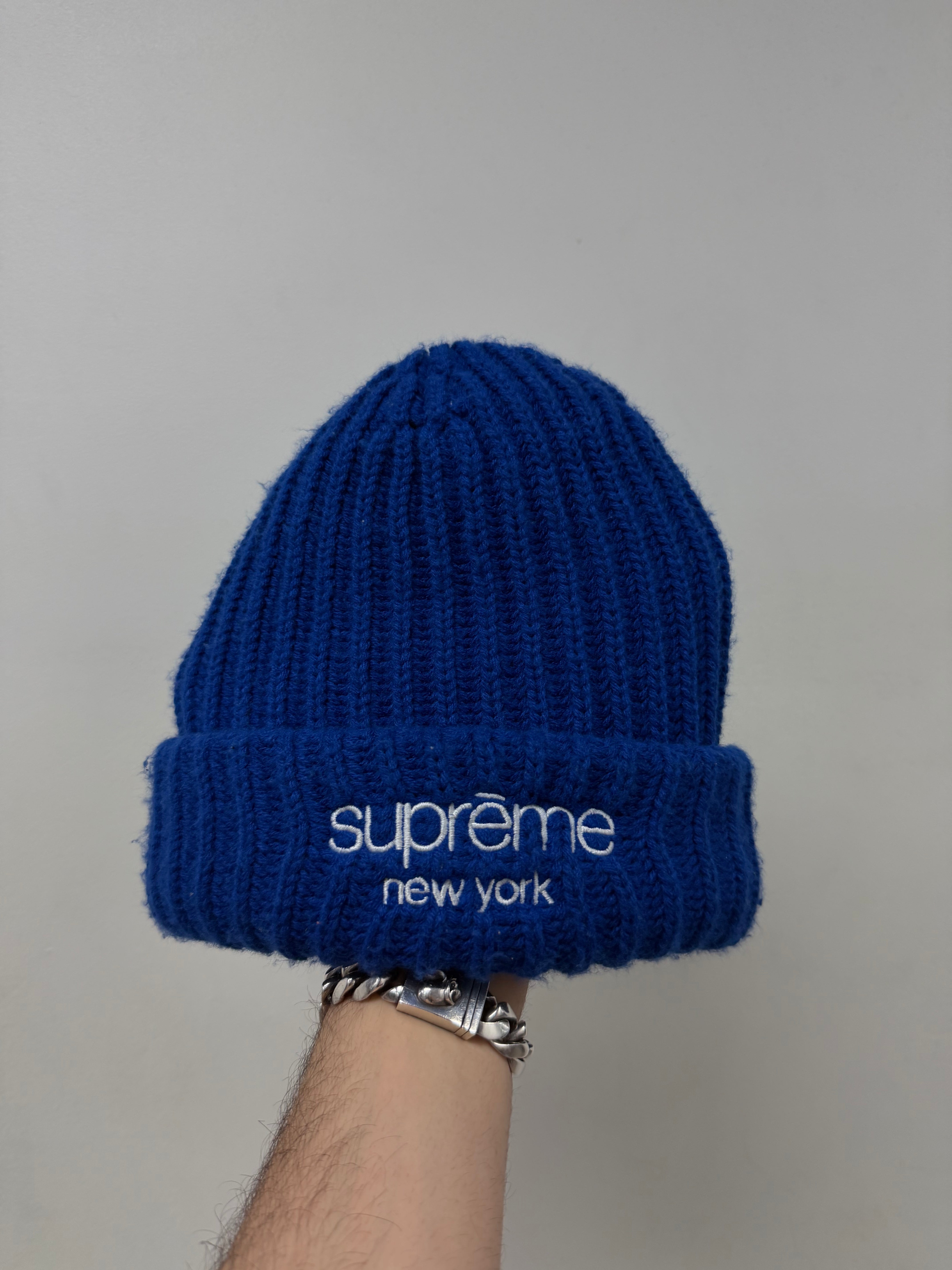 Supreme Blue White New York Beanie