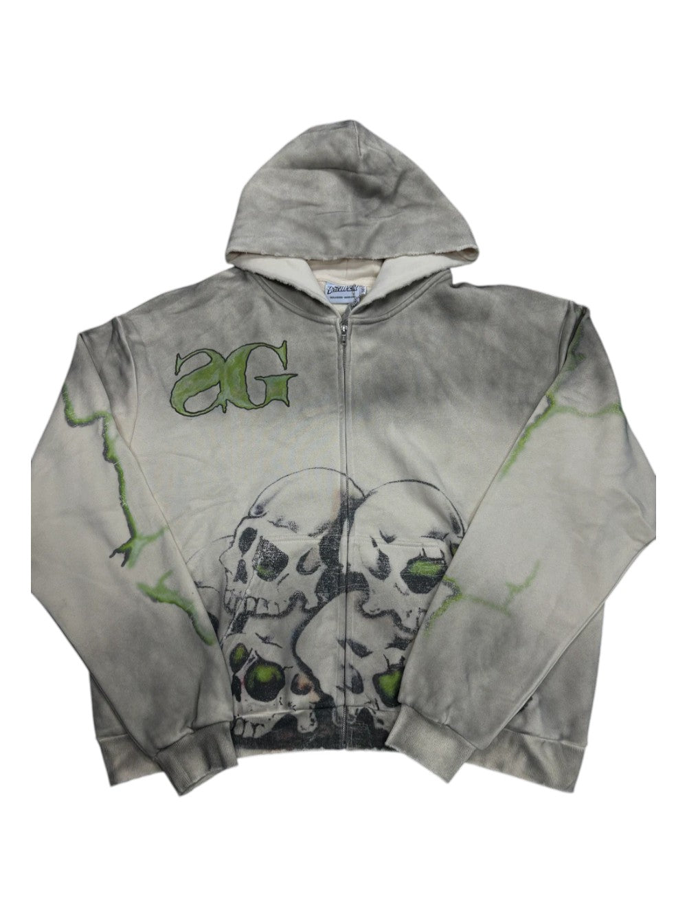 Triple 7 Vulture White & Green Zip Up