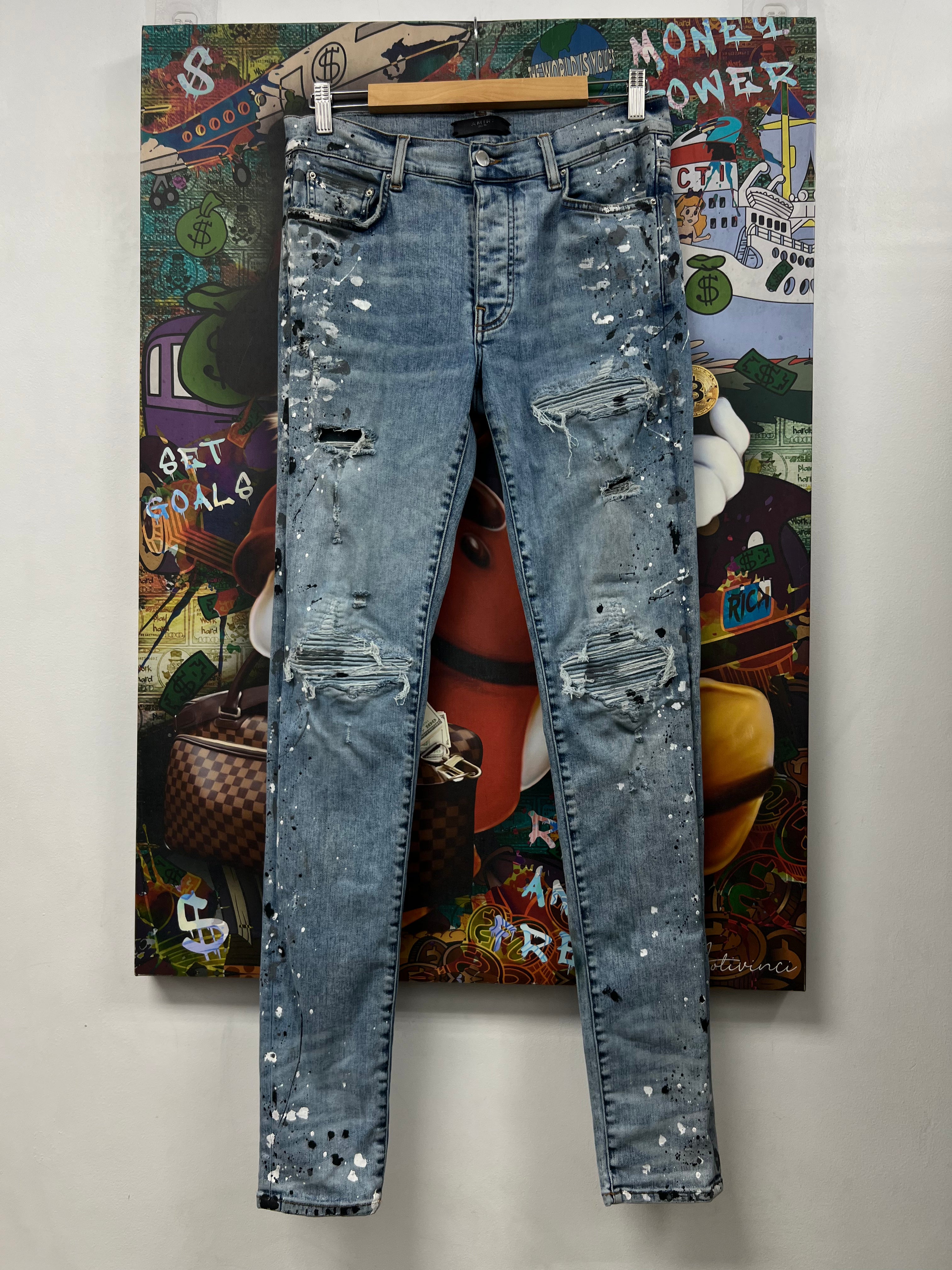 Amiri MX1 Denim Splatter Jeans