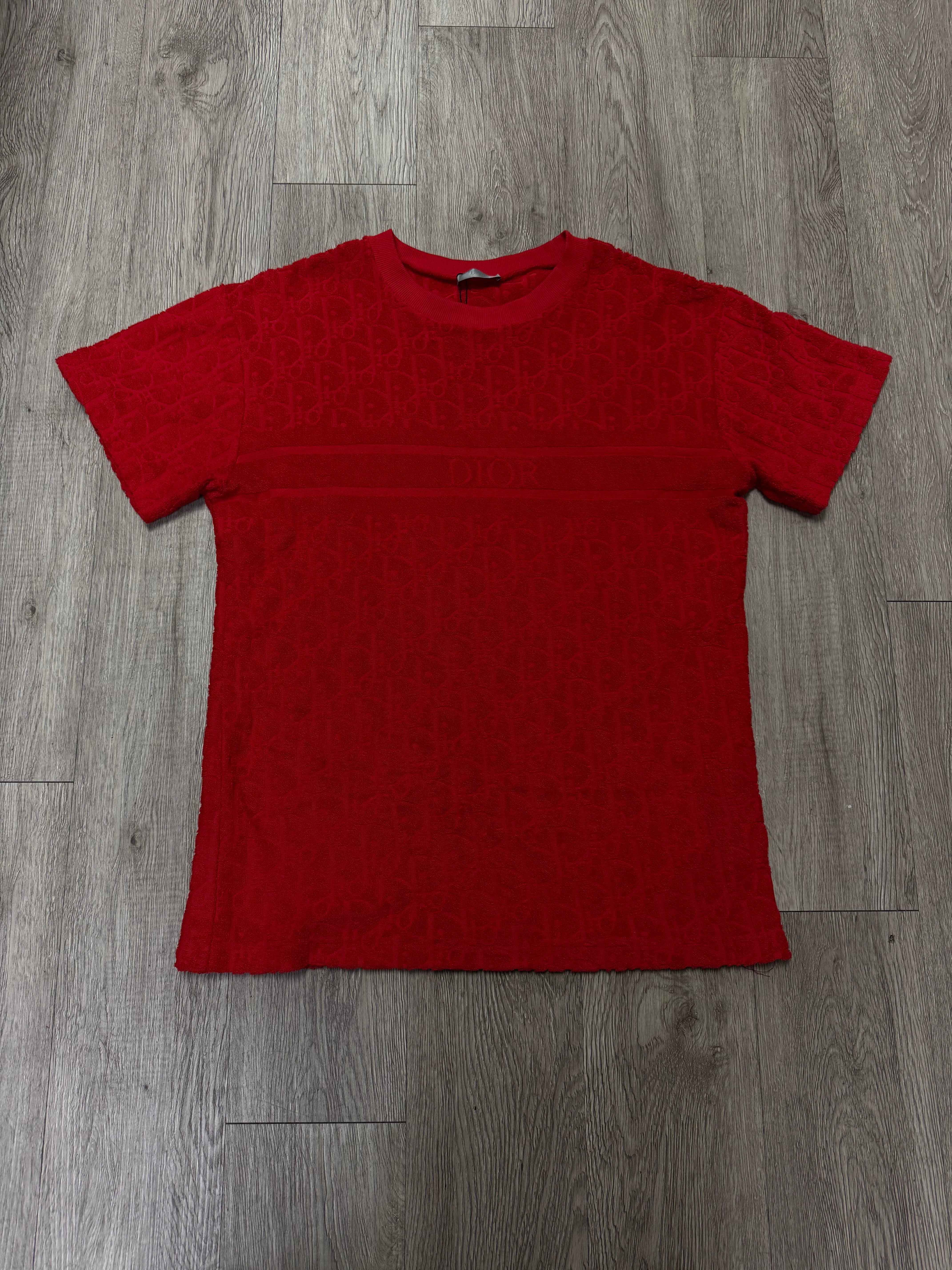 Dior Red Towel Chest Logo Tee