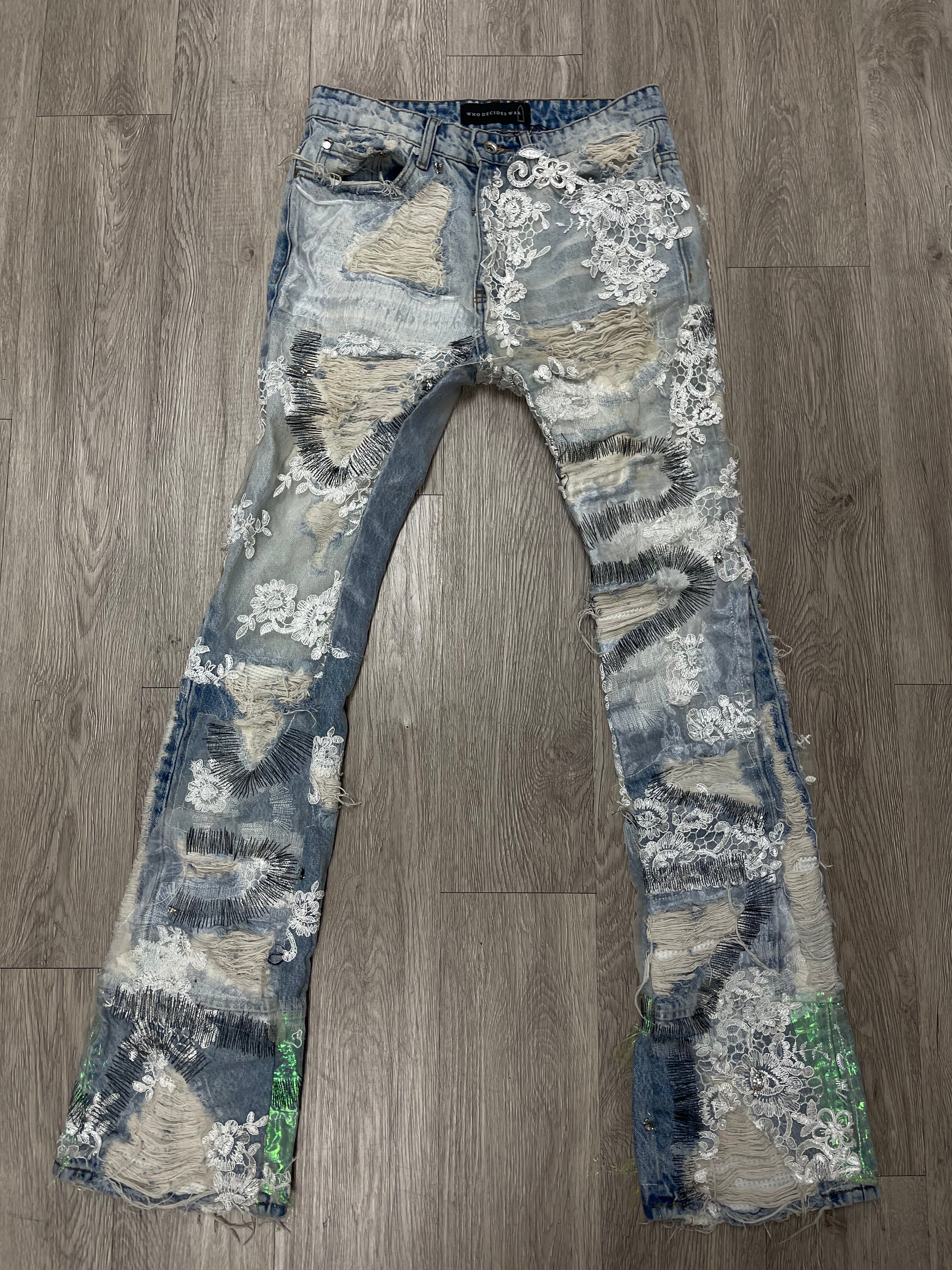 Who Decides War Metal Lace Denim Jeans